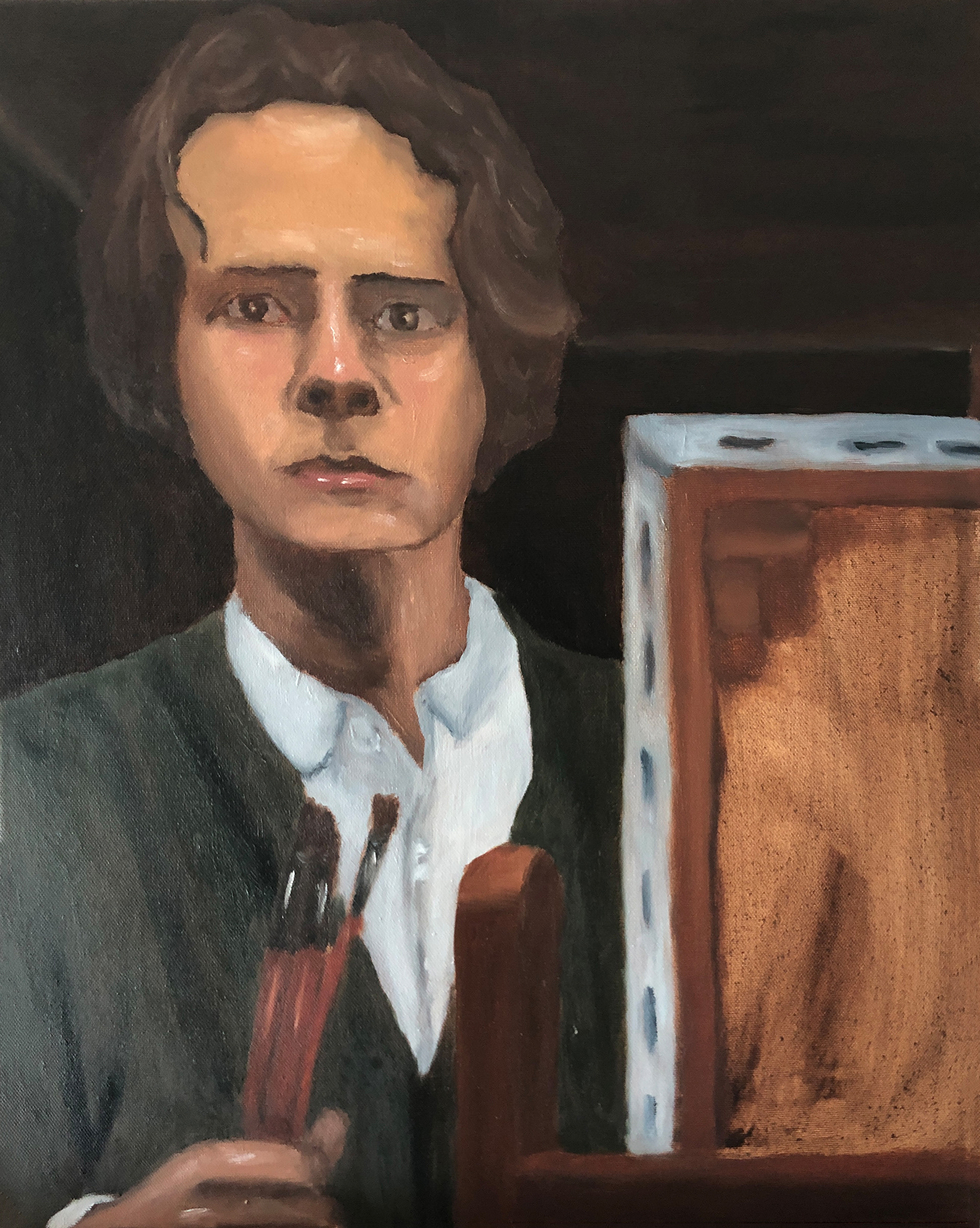 Selbstbildnis an der Staffelei, 2021