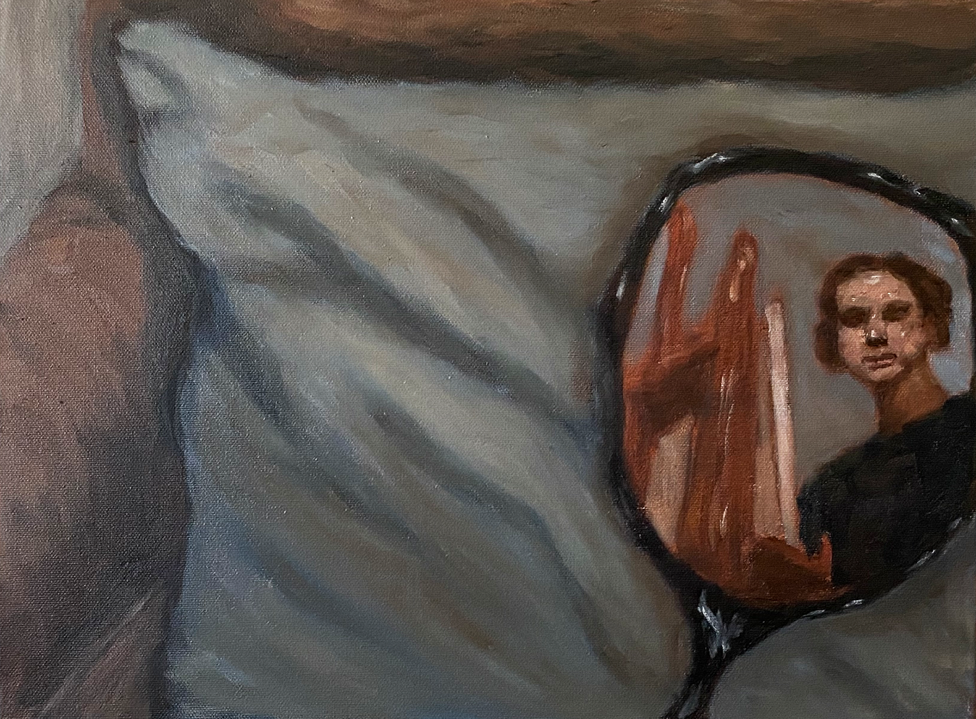 Stuhl, Kissen und Handspiegel, 2023