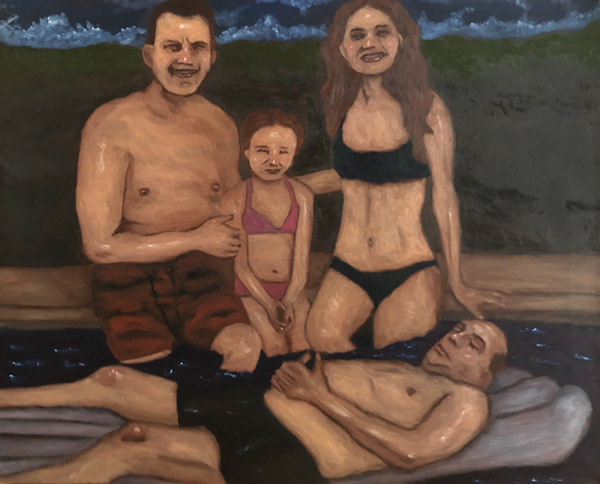 Familie am Pool, 2023