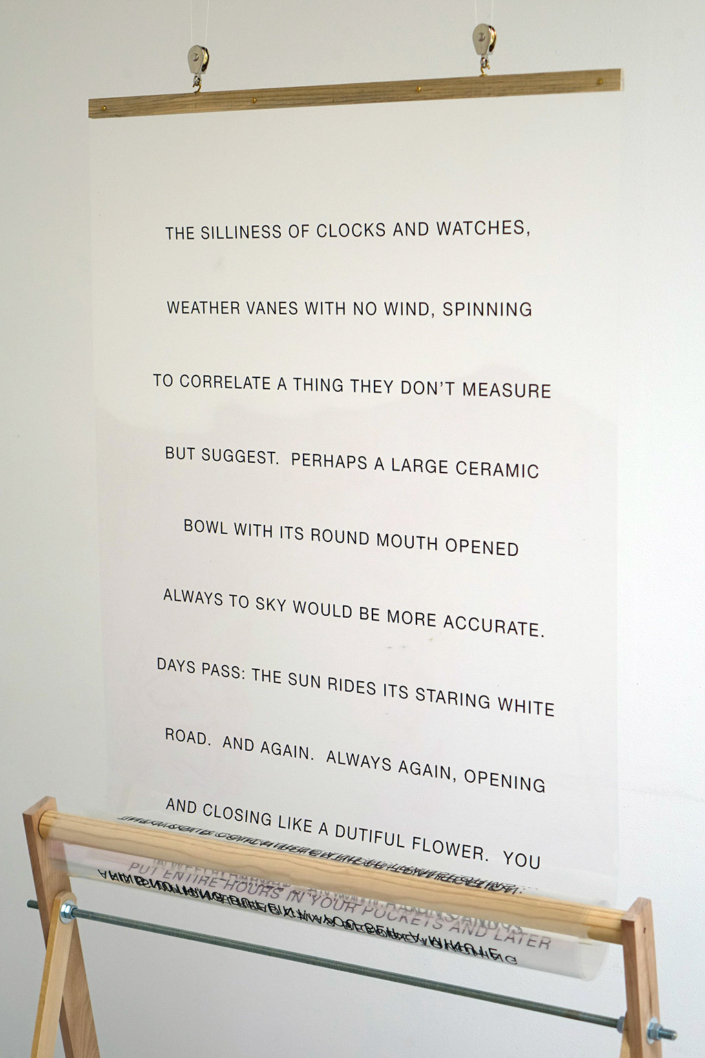 Clepsydra - spool detail (poem by Mike Bazzett)