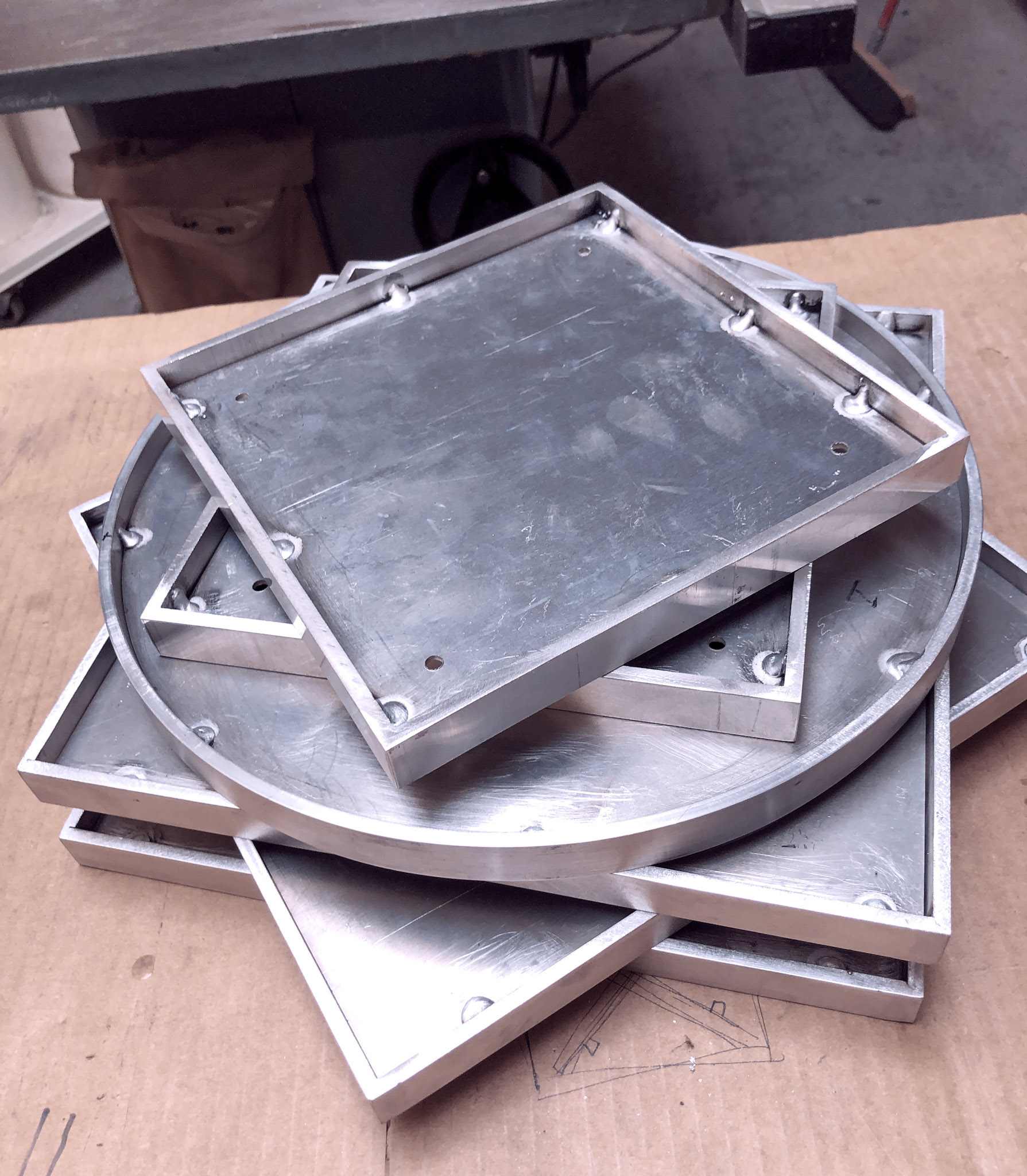 Terrazzo top and base trays.