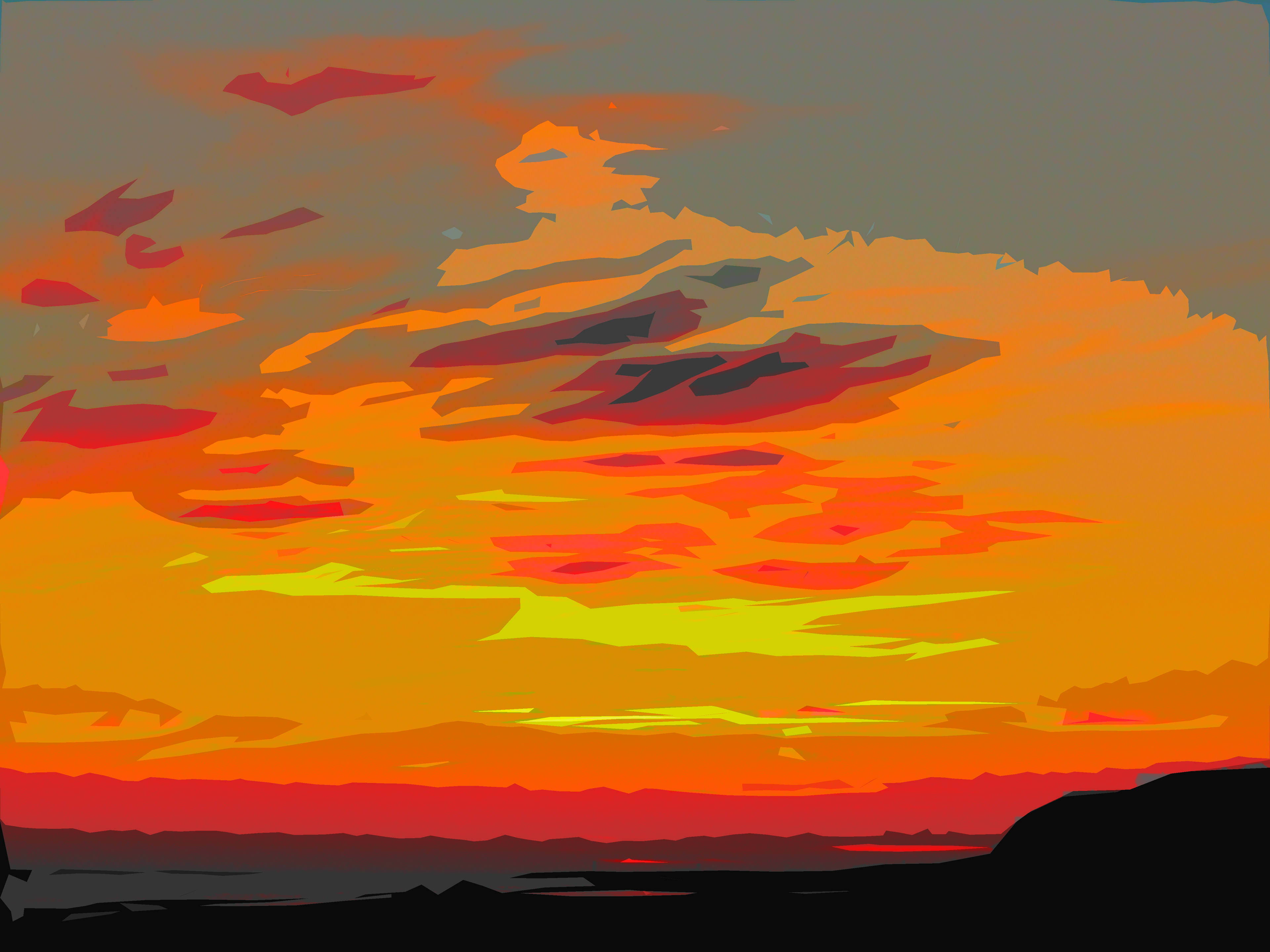 A sunset with a red, orange and yellow gradient.