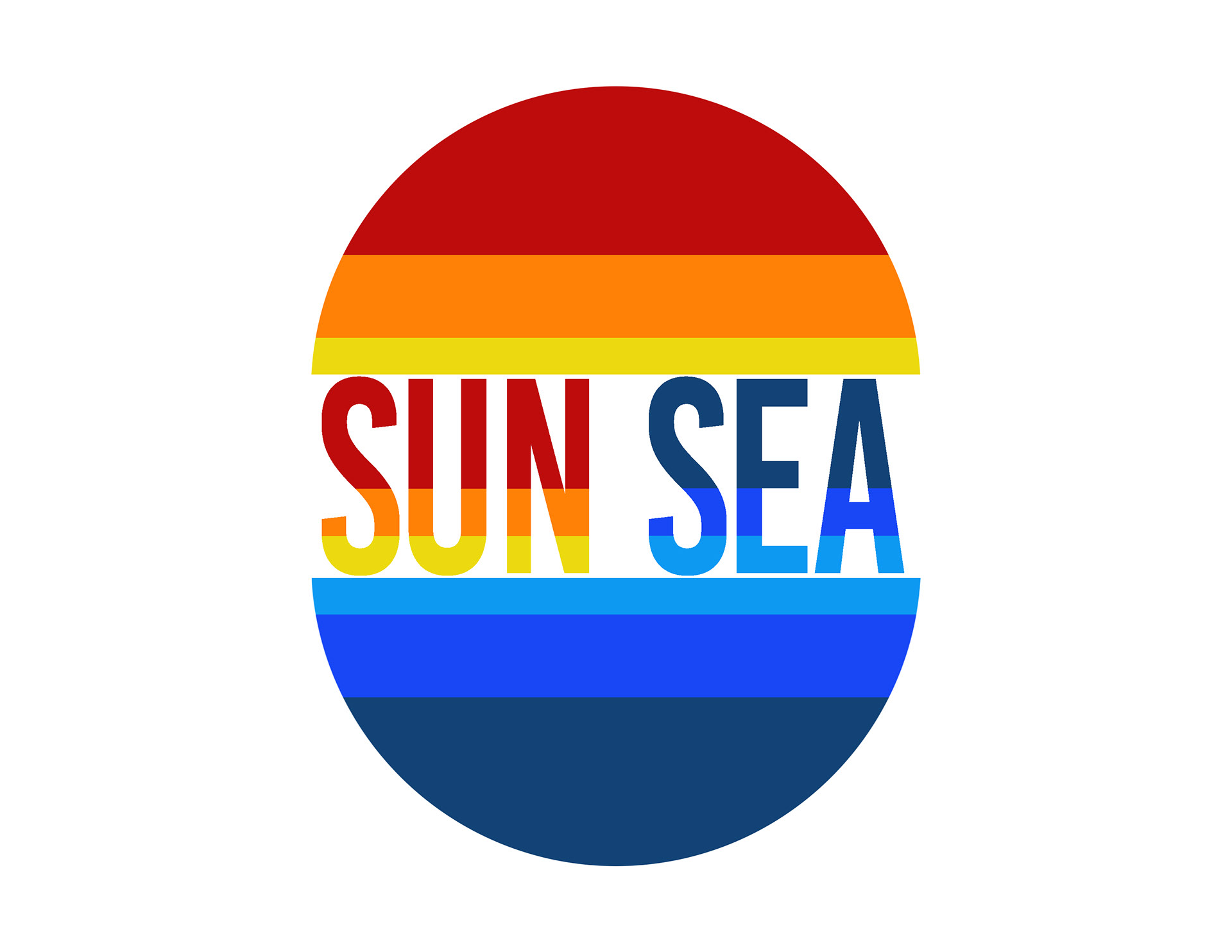 Semicircle circle above another semicircle. Between them it says "Sun Sea". 