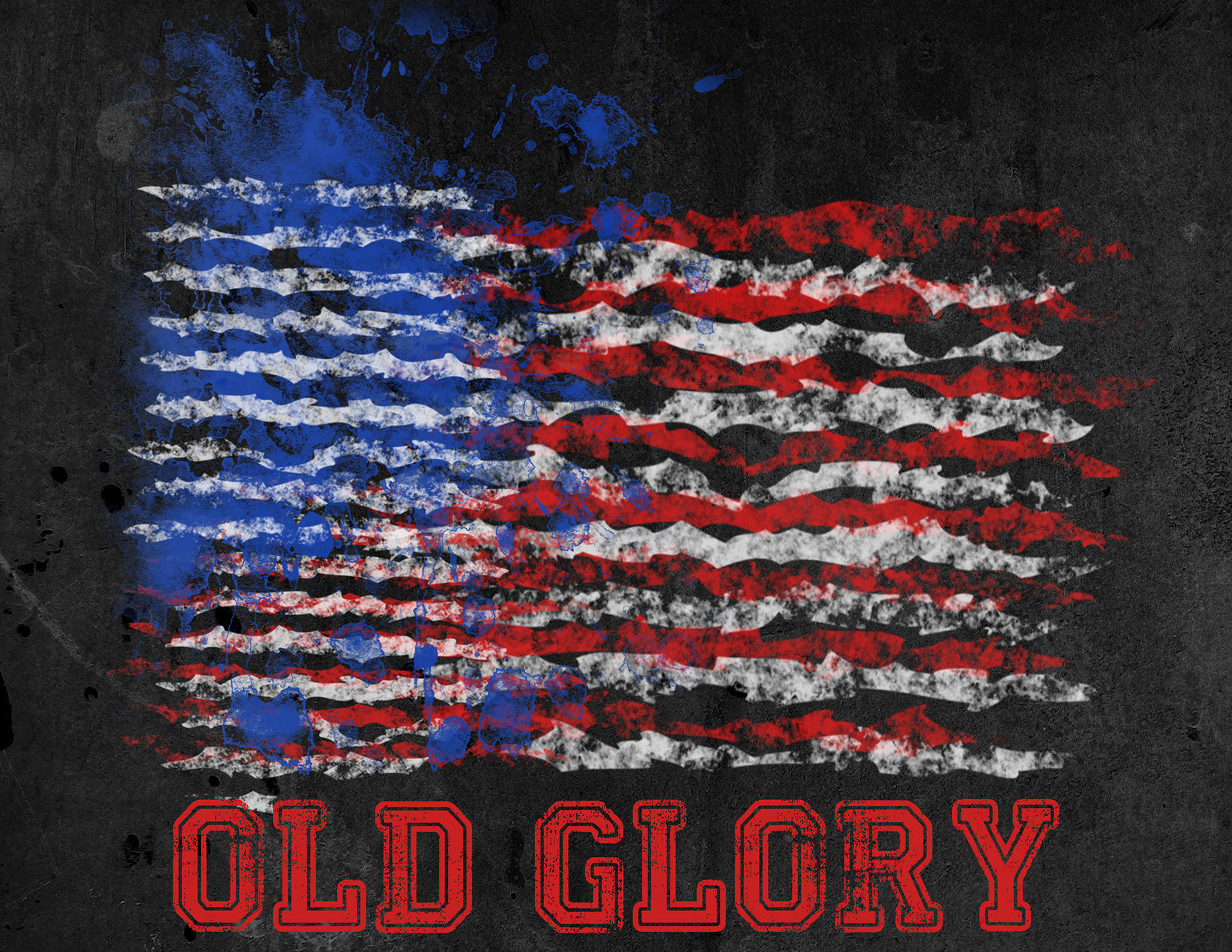 An American flag made of stylized graffiti. Below it are the words "Old Glory".