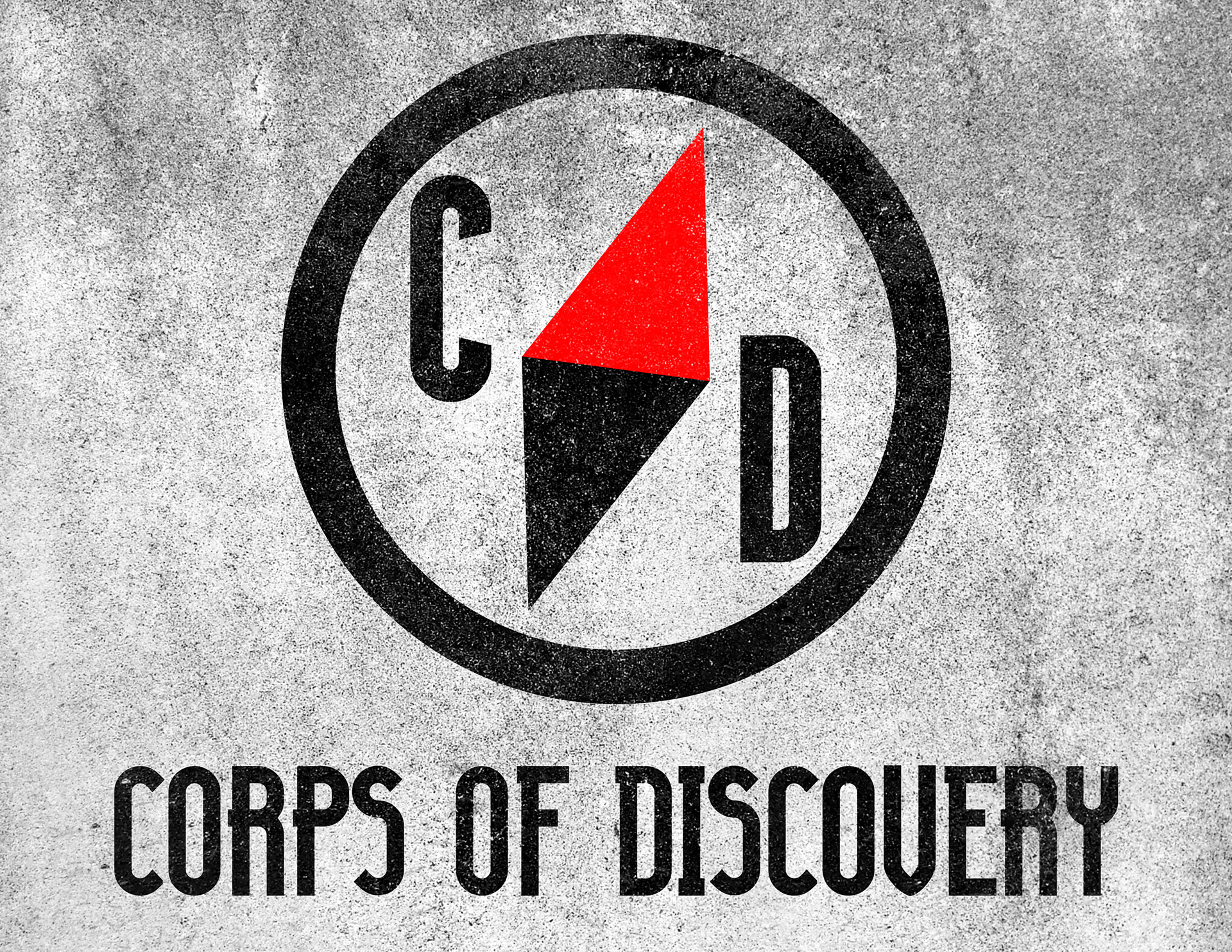 A gray background with a compass and the words "CORPS OF DISCOVERY". 