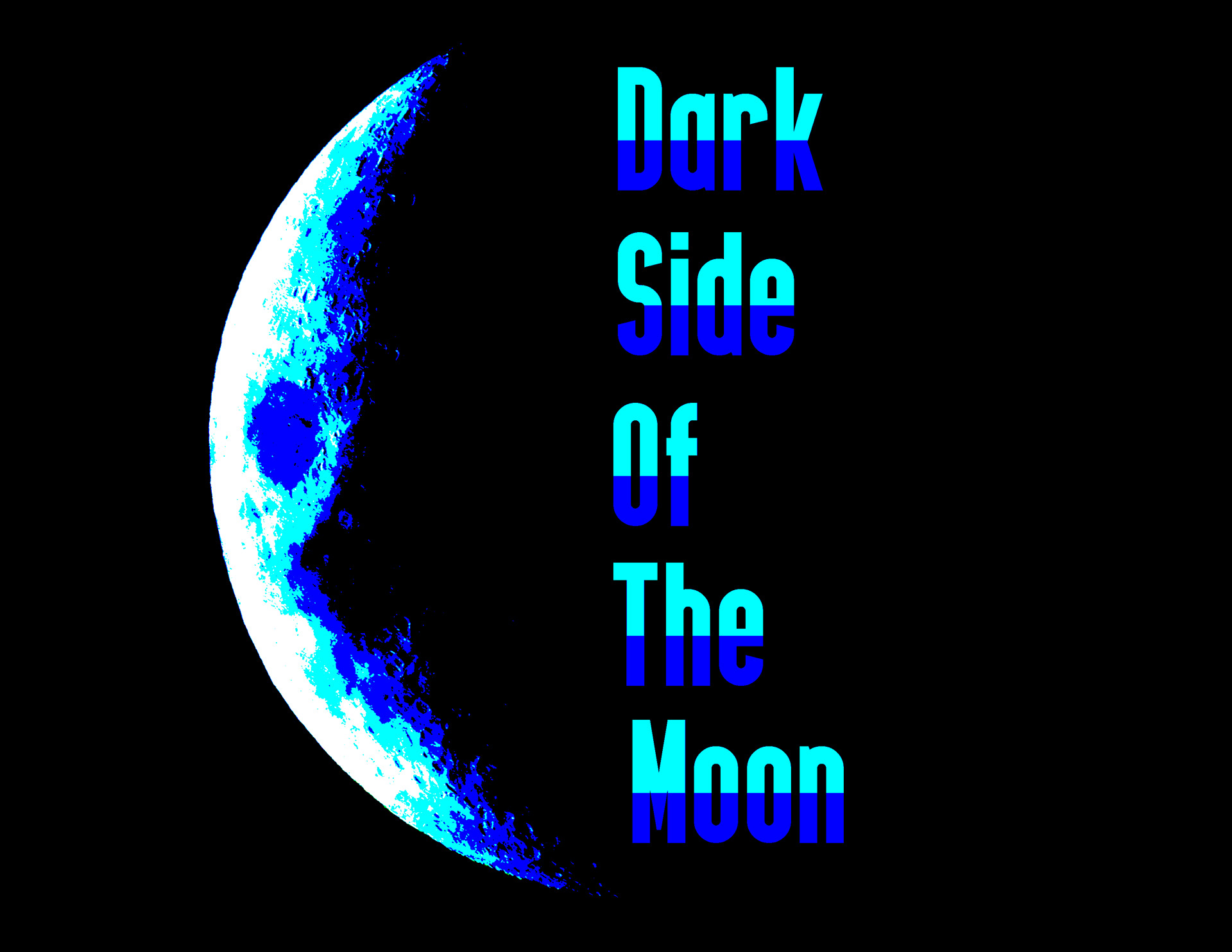 The phrase "Dark side of the Moon" next to a crescent moon. 