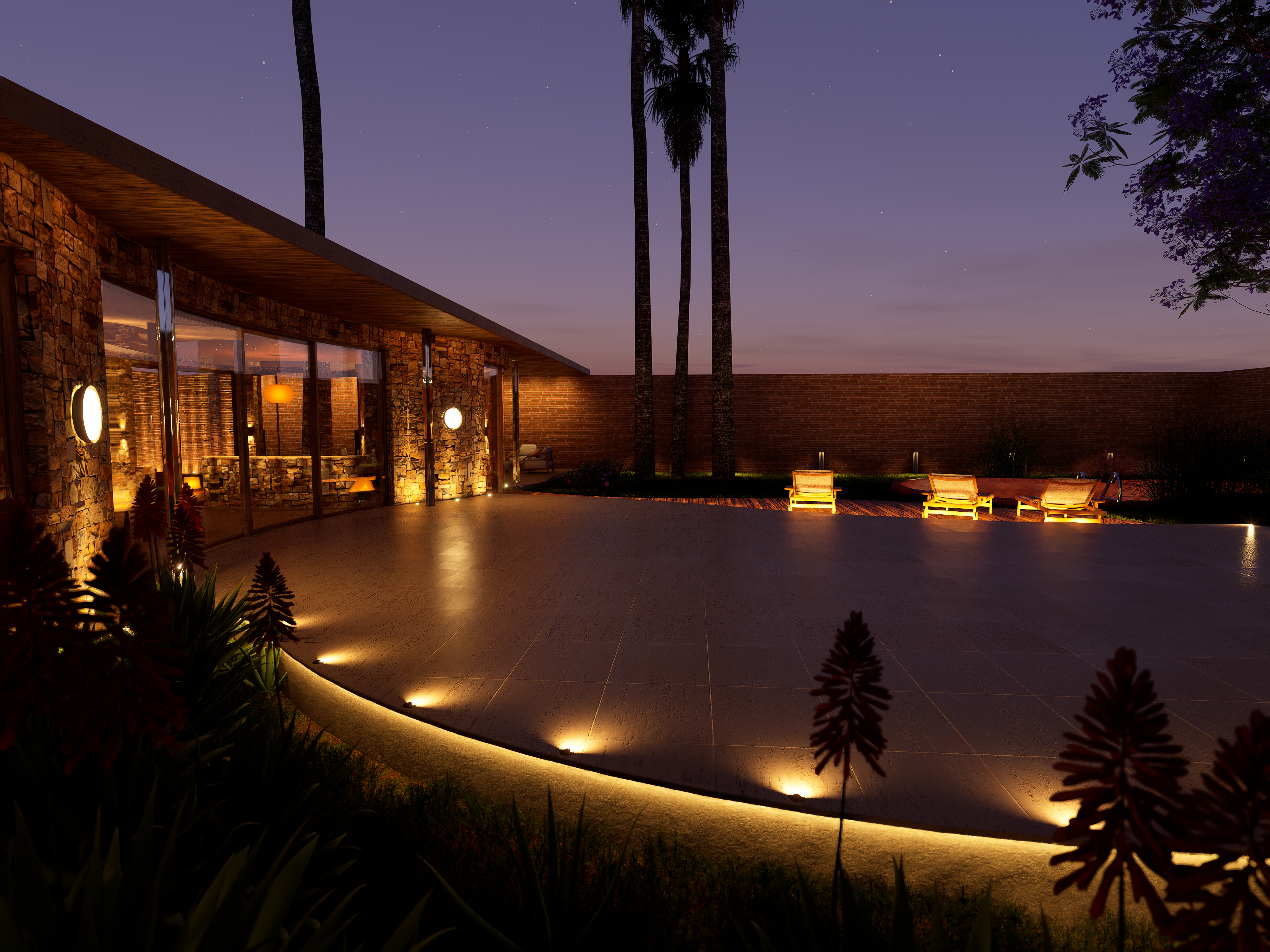Main courtyard (night)