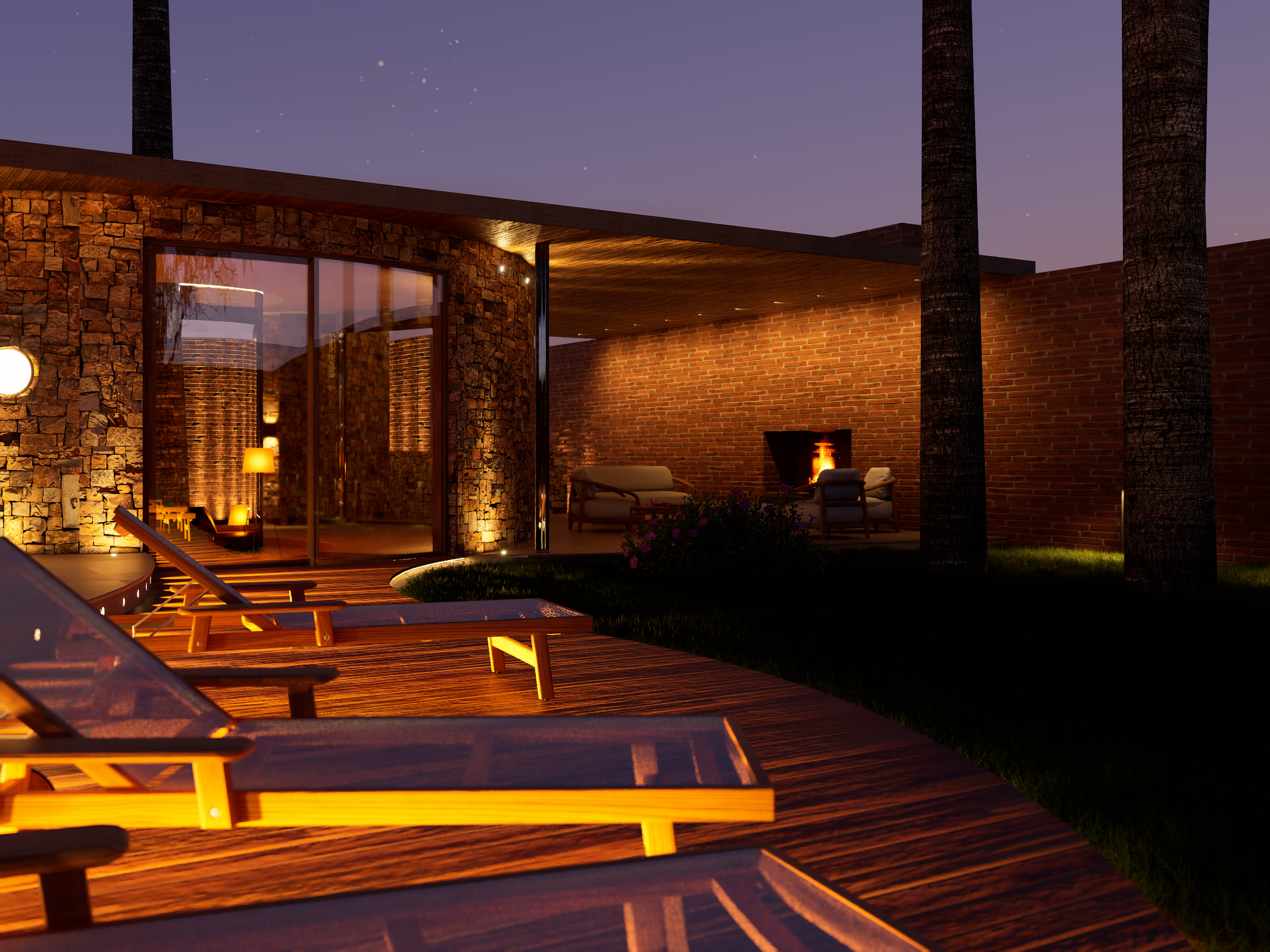 Main courtyard (night)