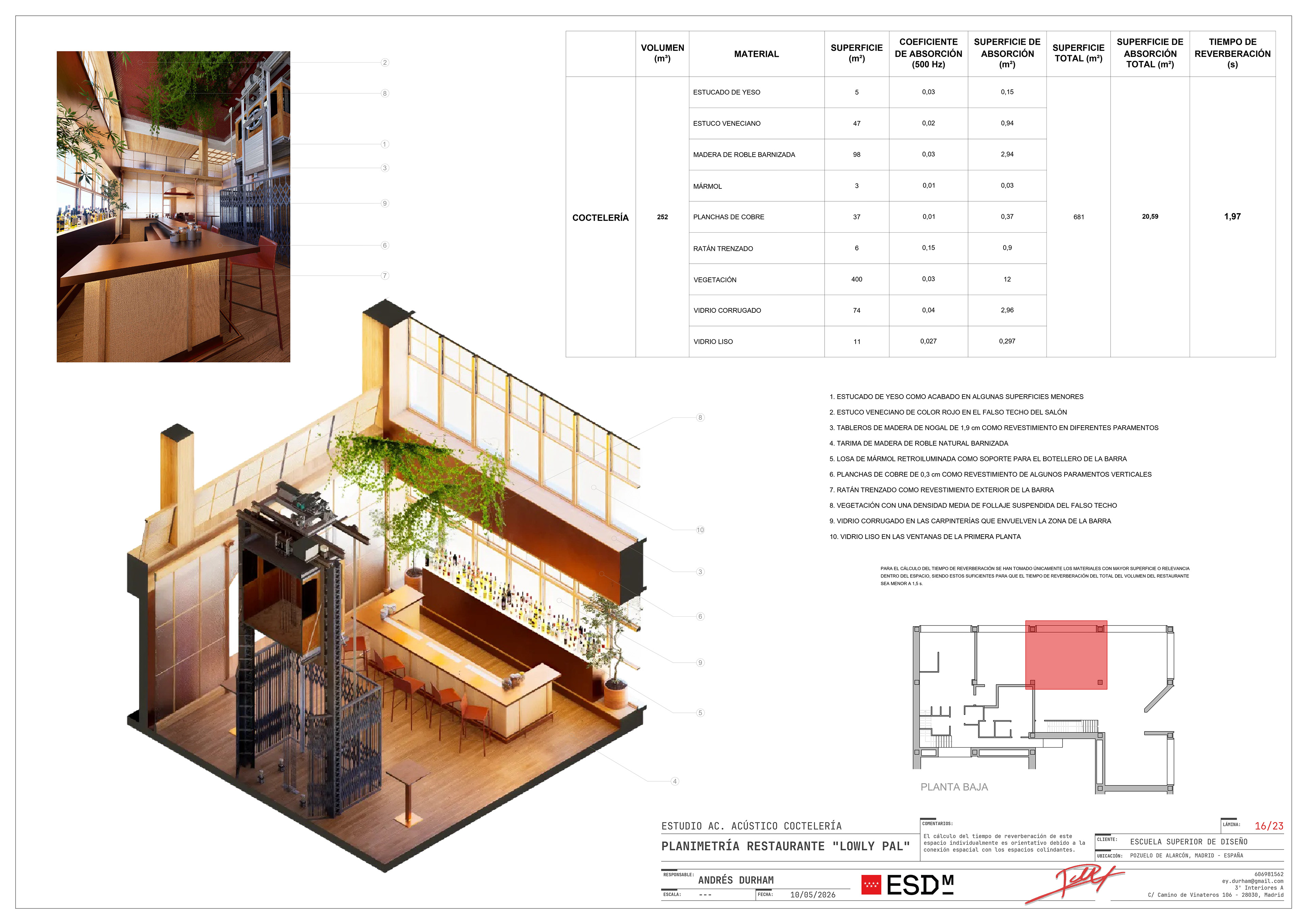 Cocktail bar acoustic conditioning study
