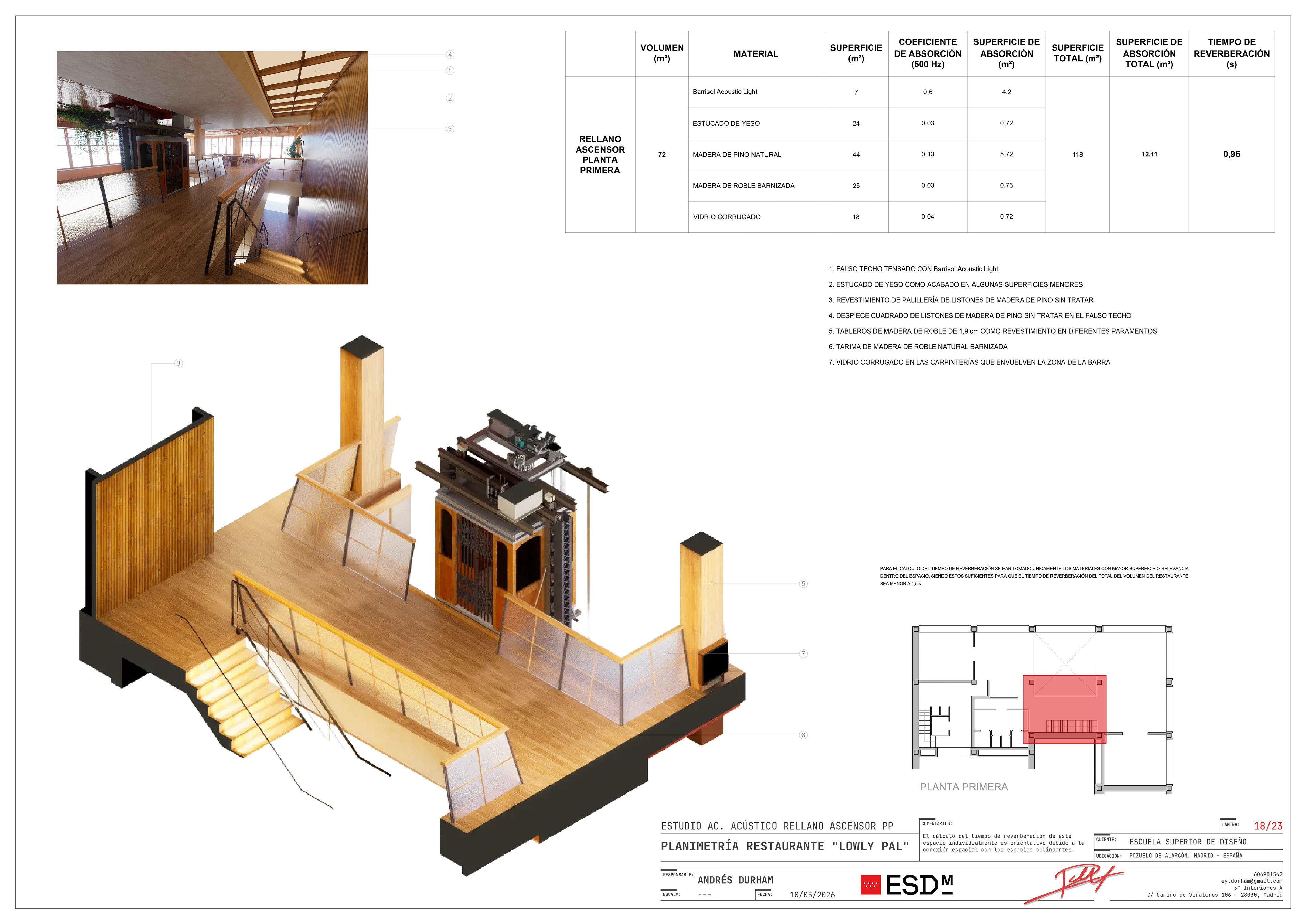 First floor hall acoustic conditioning study