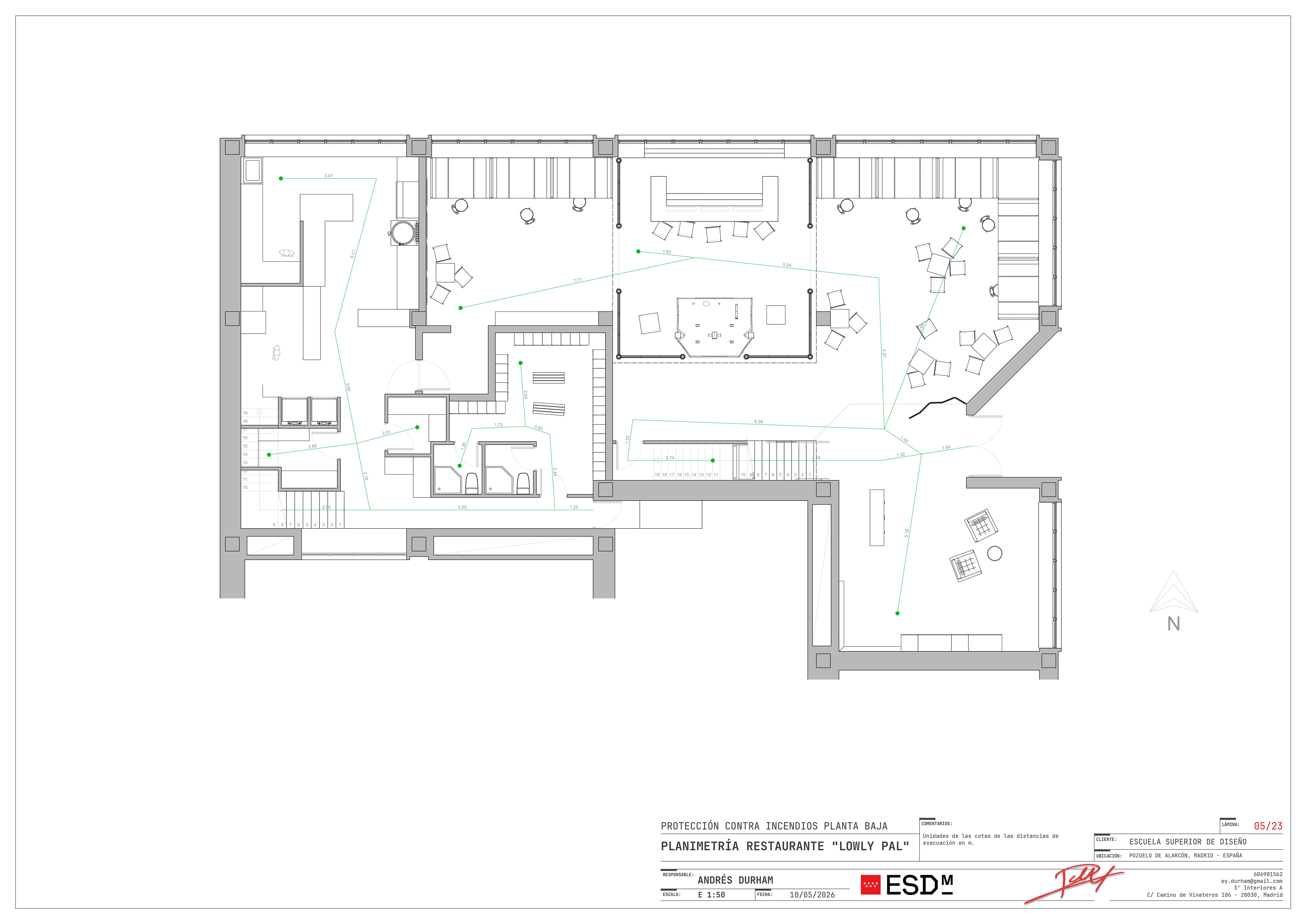 Ground floor fire evacuation layout