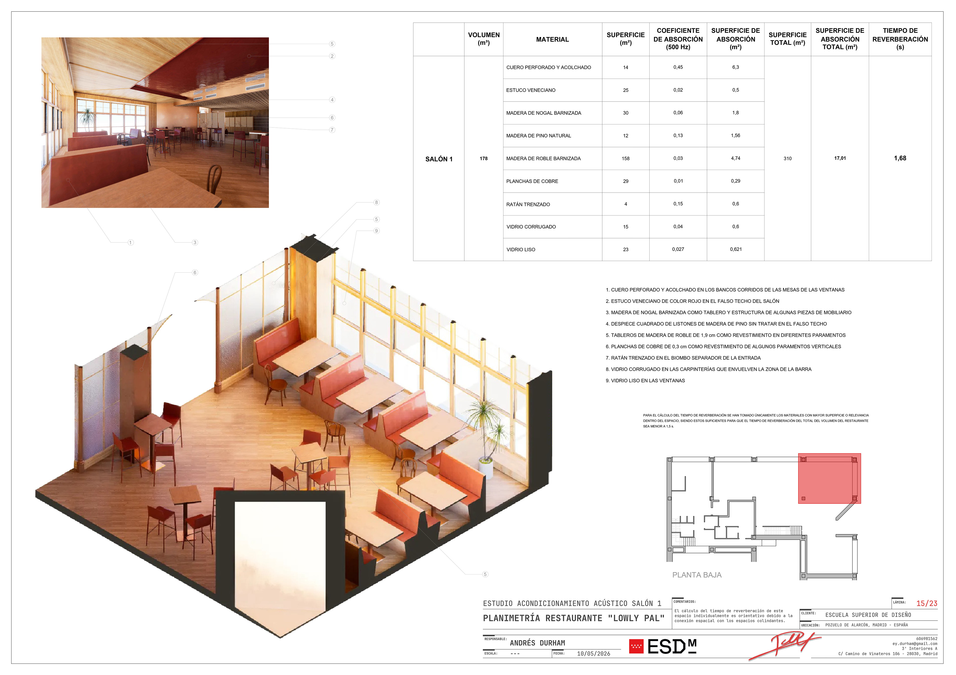 Dining space 1 acoustic conditioning study