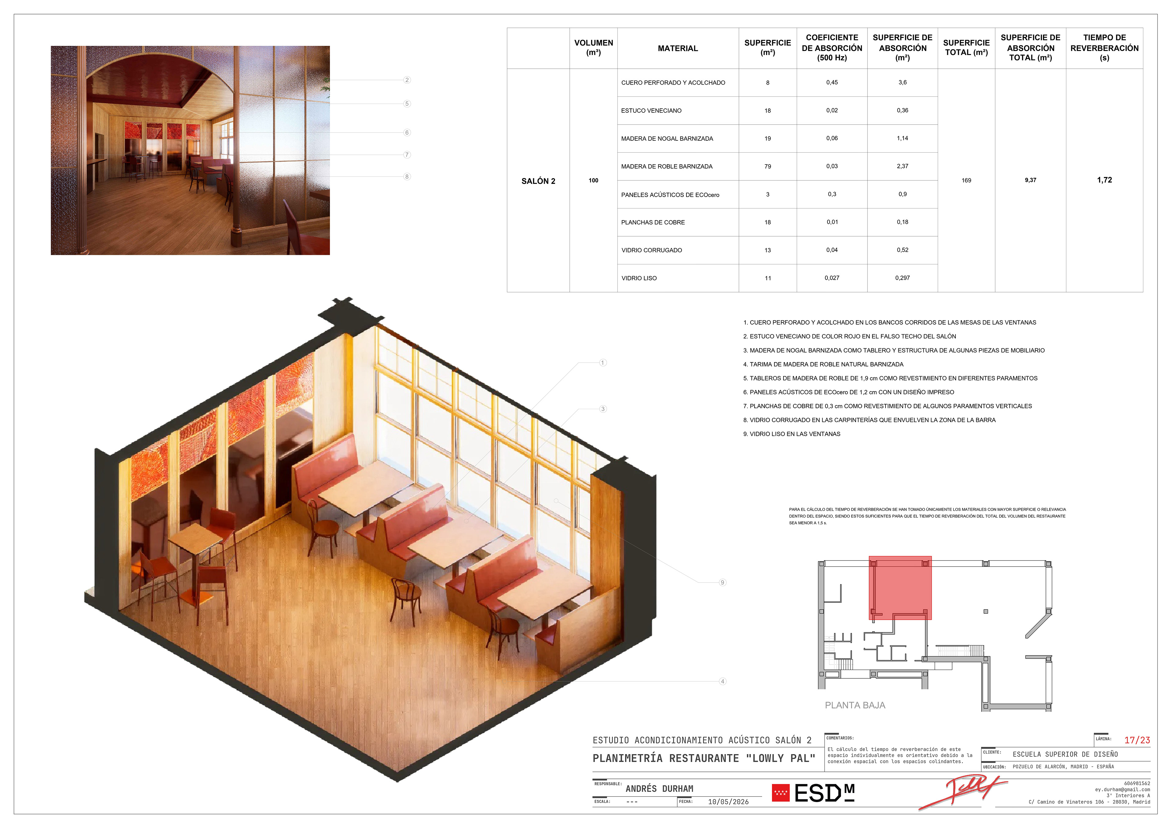 Dining space 2 acoustic conditioning study