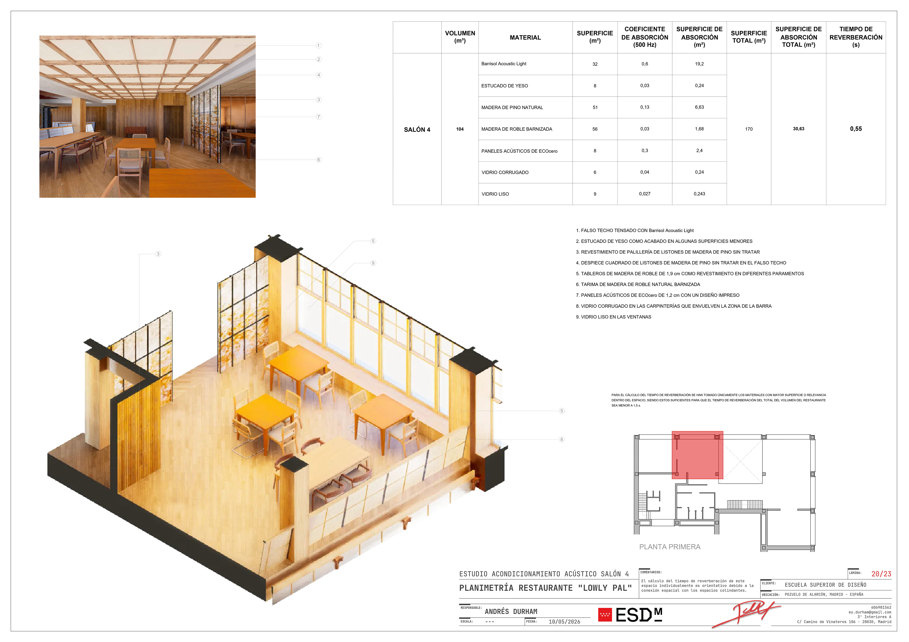 Dining space 4 acoustic conditioning study