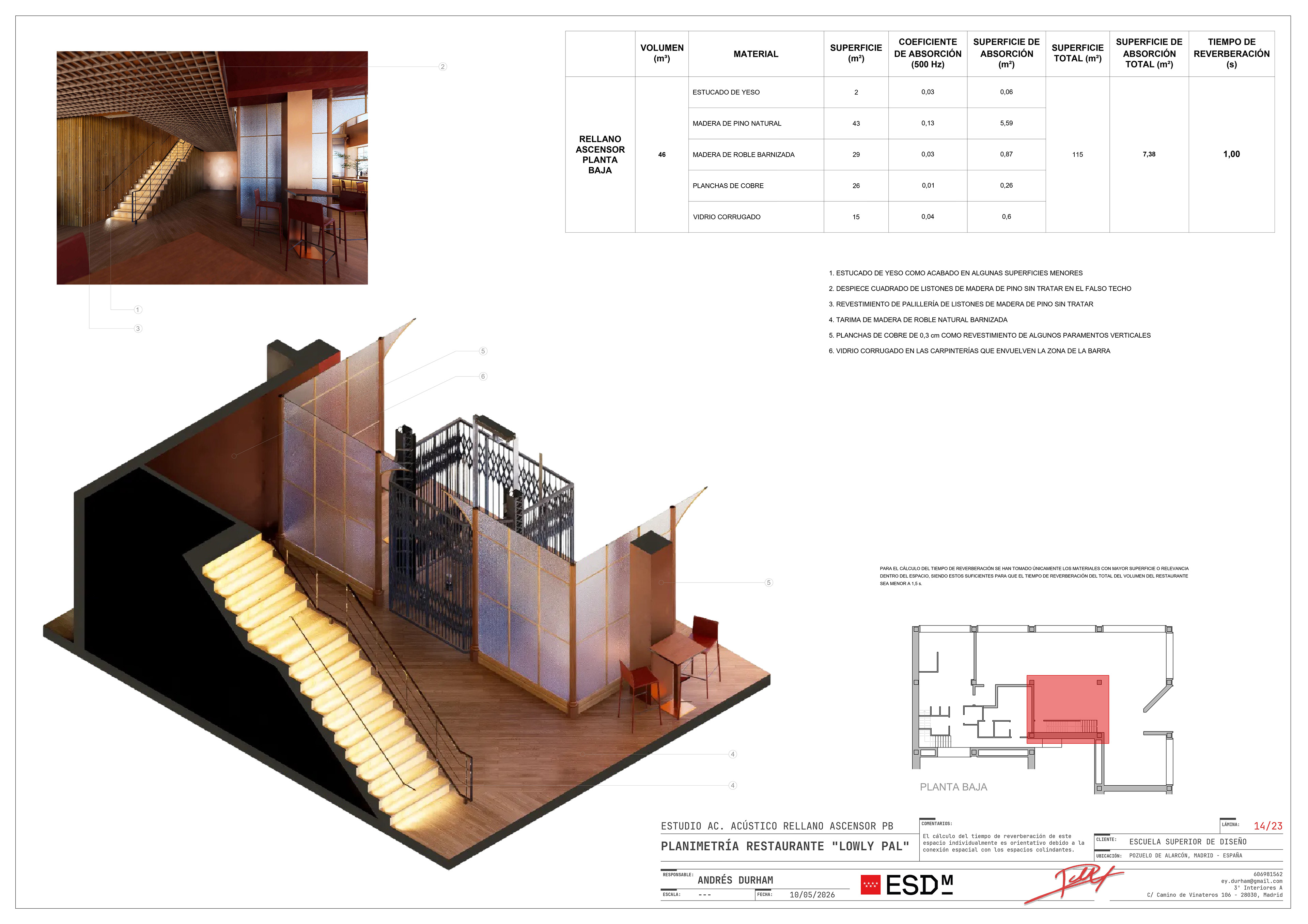 Ground floor hall acoustic conditioning study