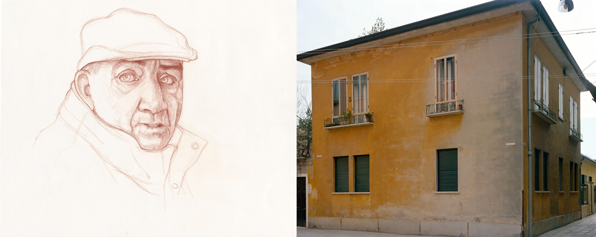 Casa Gialla, Pencil on Paper and C-print 11” x 28”