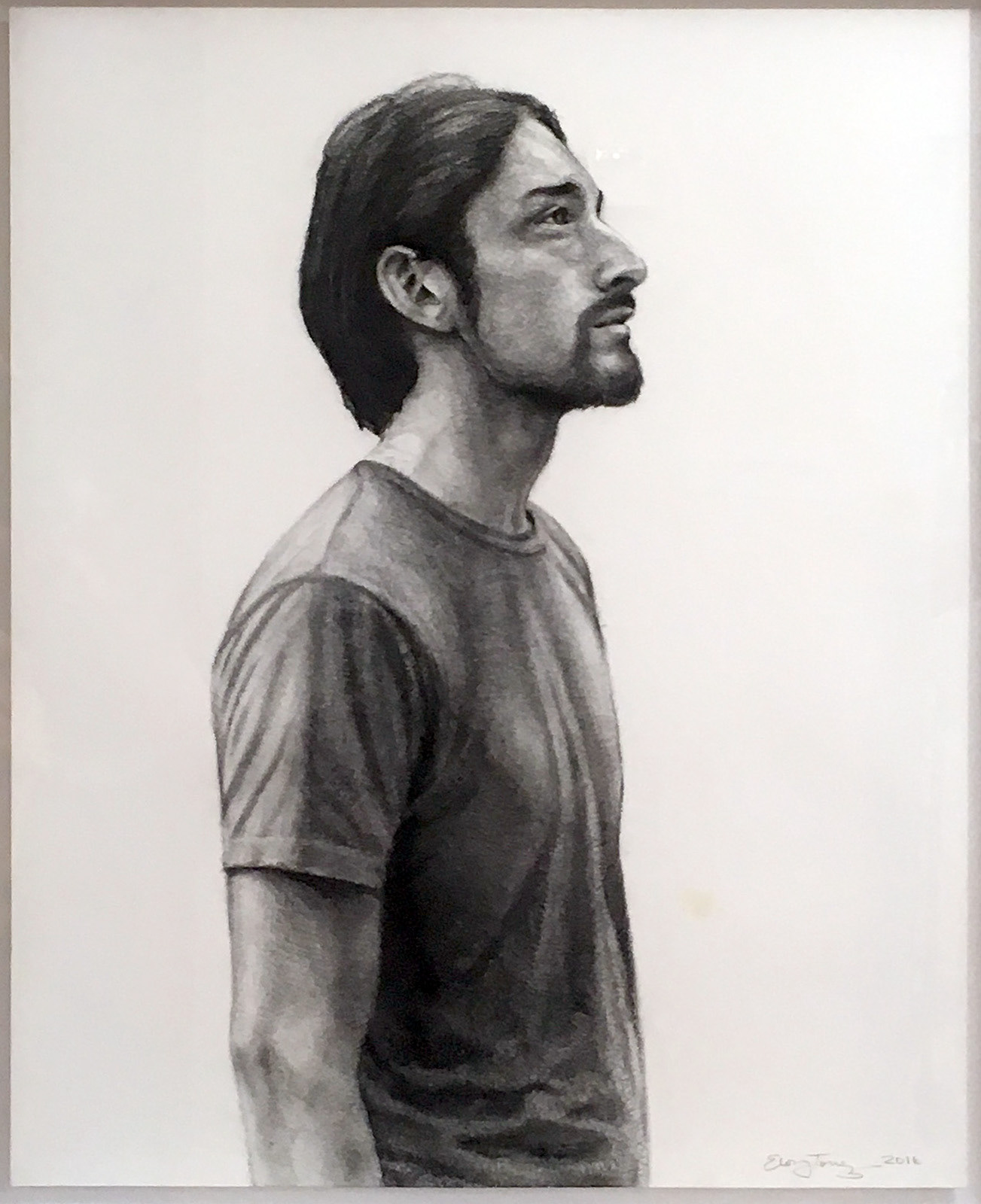 Eloy Torrez, Jaime, charcoal on paper, 23” x 19”