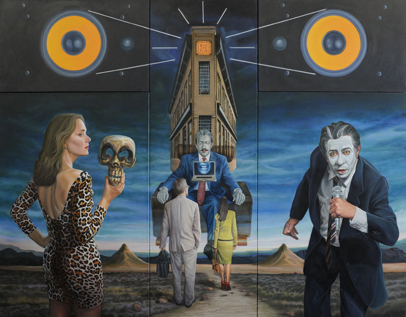 Eloy Torrez, Somewhere Between Los Angeles and Albuquerque, Oil on Canvas, 51" x 65"