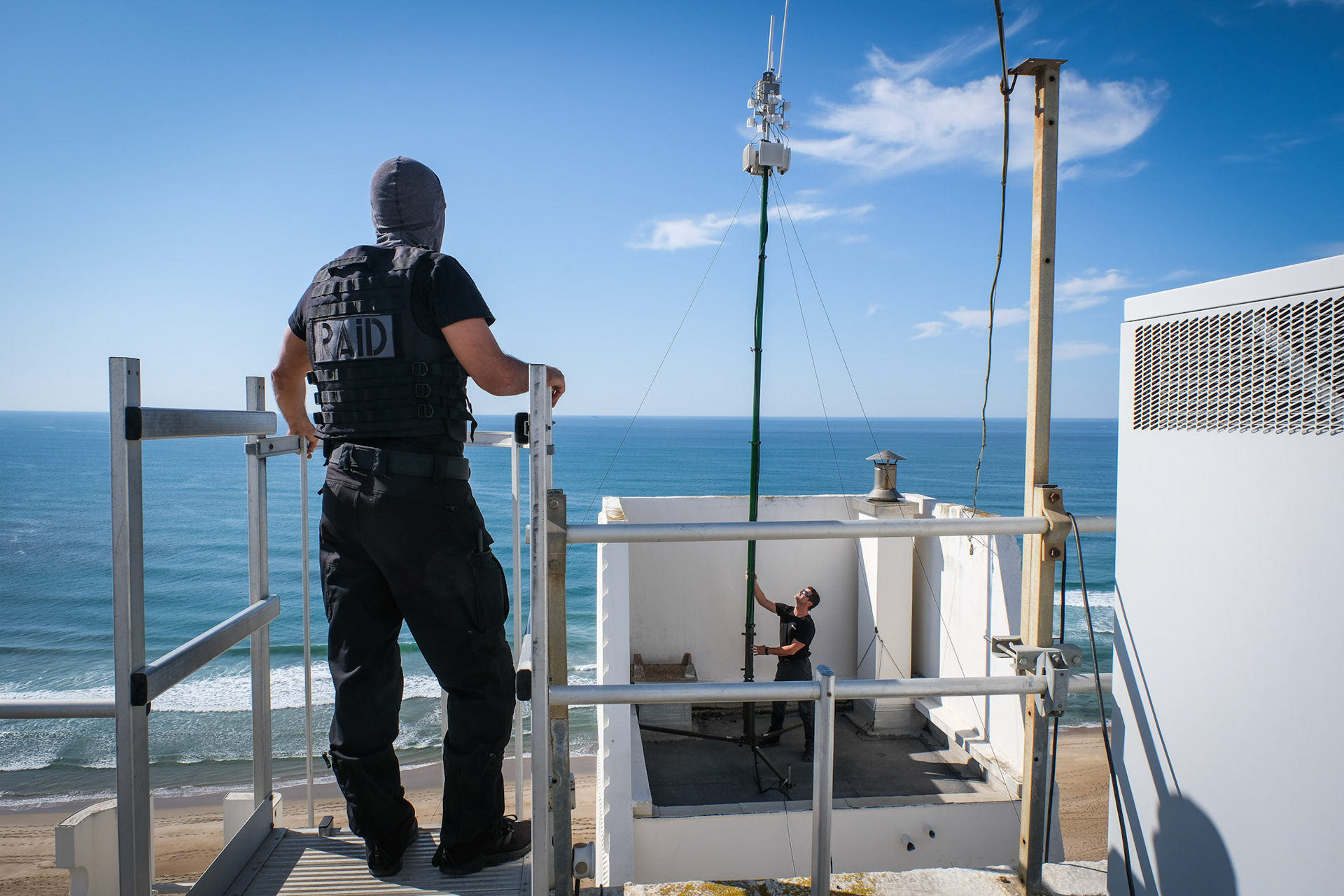 France, Biarritz, 2019-08-25. Raid special police forces in Biarritz for G7 international summit. Photograph by Fred MARIE/ Collectif DR. France, Biarritz, 2019-08-25. Les forces de police du RAID protègent le sommet international du G7 dans le pays Basque. Photographie de Fred MARIE / Collectif DR.