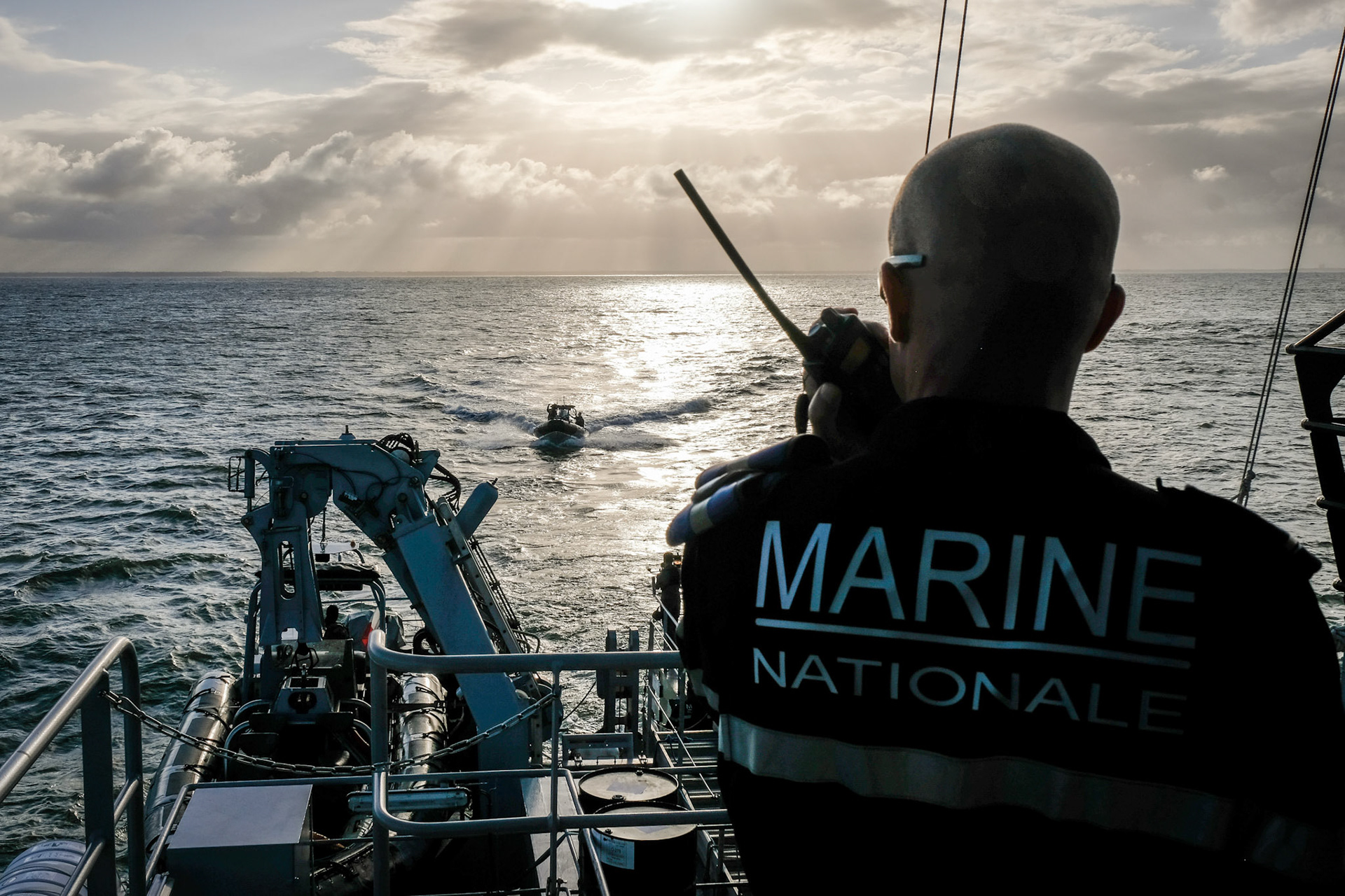 France, Kourou, 2018-12-18. In French Guyana, the armed forces of Guyana (FAG) and in particular the french Navy secure the area around Kourou (Soyuz, Ariane and VEGA). To do so, they patrol 24 to 48 hours before the rocket fire around the launch spot. Photograph by Fred MARIE / Collectif DR.France, Kourou, 2018-12-18. En Guyane francaise, les forces armees de Guyane (FAG) et notamment la Marine Nationale securisent la zone autour des lancements spatiaux de Kourou (Soyouz, Ariane et VEGA). Pour se faire, ils patrouillent 24 à 48h avant le tir de fusee. Photographie de Fred MARIE / Collectif DR.