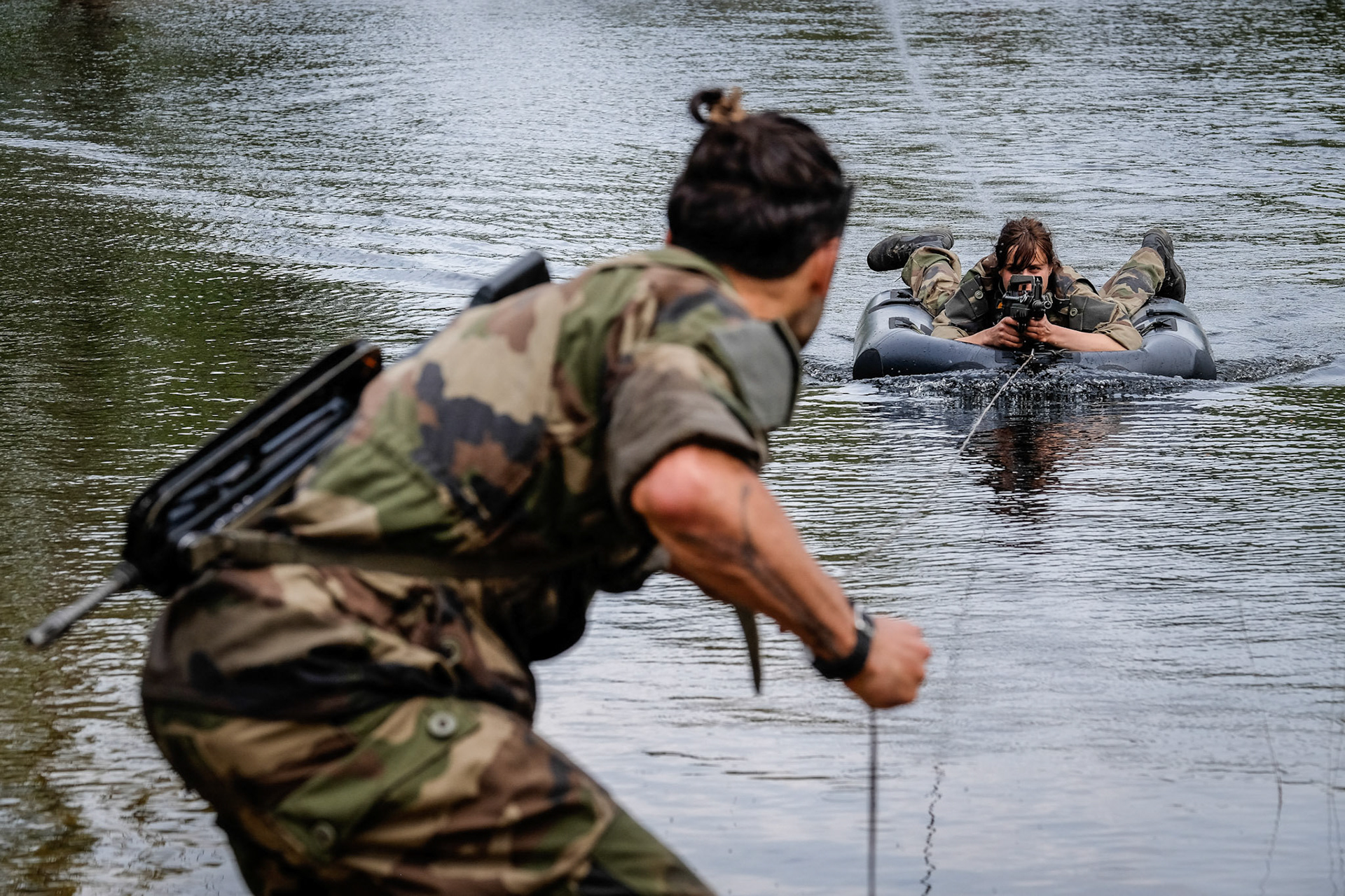 France, Martignas-sur-Jalle, 2016-06-01. The Nordic and Alpine members of the French military ski team are hosted this week by the Special Forces, within the 13th regiment of parachute dragons, as part of their traditional cohesion training. Photograph by Fred MARIE / Collectif DR.France, Martignas-sur-Jalle, 2016-06-01. Les nordiques et alpins de l equipe de France militaire de ski sont accueillis cette semaine chez les Forces speciales, au sein du 13e regiment de dragons parachutistes, dans le cadre de leur traditionnel stage de cohesion. Photographie de Fred MARIE / Collectif DR.
