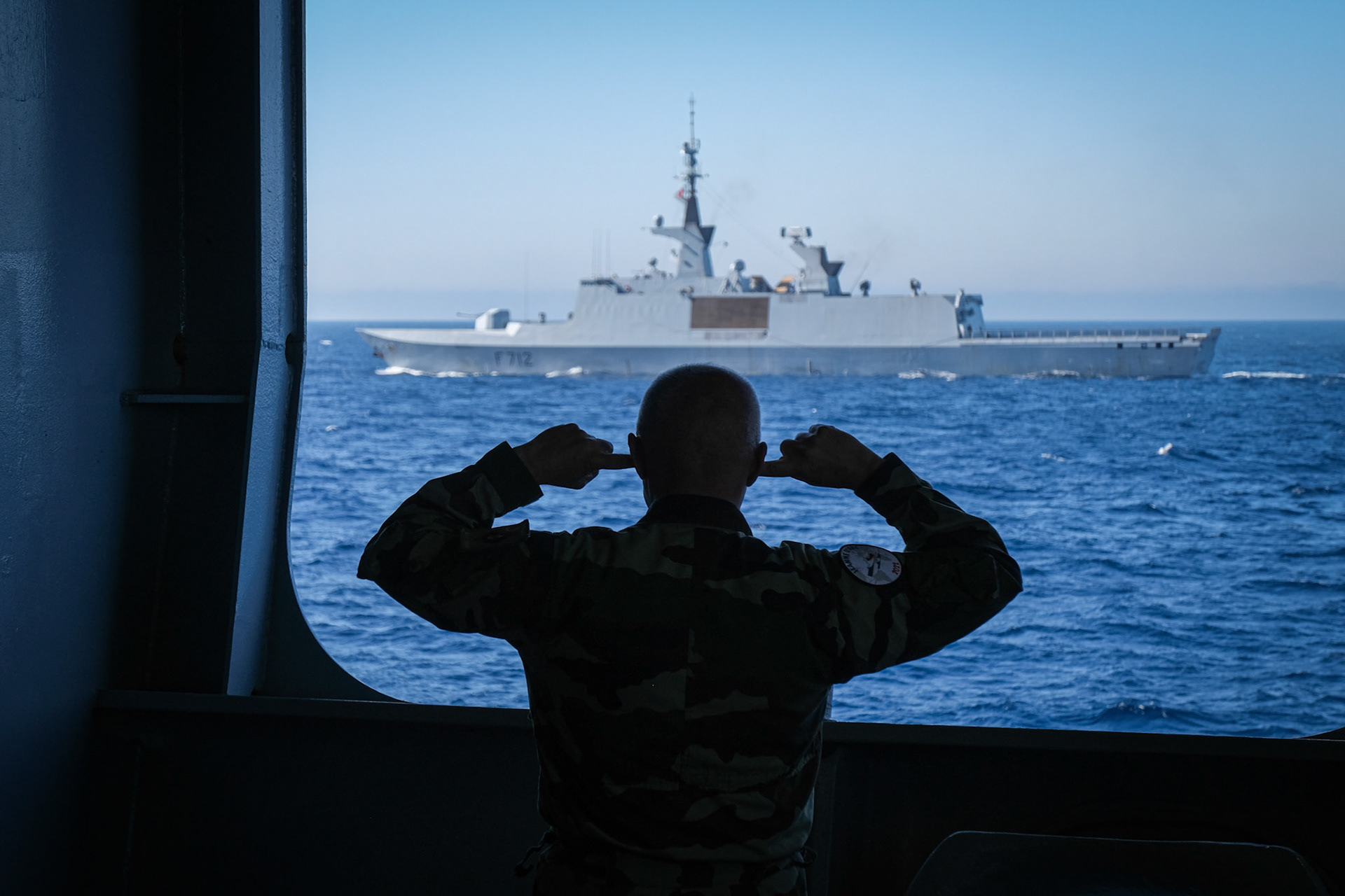 Mediterranean Sea, 2022-07-07. French Navy Helicopter carrier Mistral during the Jeanne d’Arc mission, which is a five monthe combined French Navy and Army training and operational voyage to train officers of naval school. Photograph by Fred Marie / Defense Zone.Mer Mediterrannee, 2022-07-07. A bord du porte helicoptere Mistral dans le cadre de la mission jeanne d arc, un periple de cinq mois de la marine nationale et de l armee de terre pour former les futurs officiers de l ecole navale. Photographie de Fred Marie / Defense Zone.