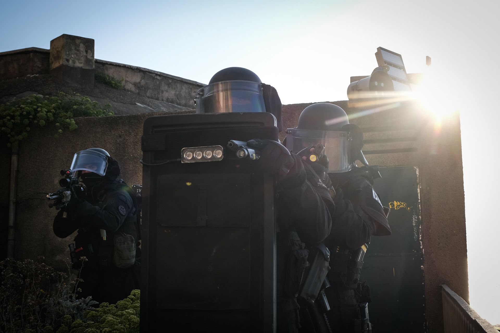 France, Biarritz, 2019-08-25. Raid special police forces in Biarritz for G7 international summit. Photograph by Fred MARIE/ Collectif DR. France, Biarritz, 2019-08-25. Les forces de police du RAID protègent le sommet international du G7 dans le pays Basque. Photographie de Fred MARIE / Collectif DR.