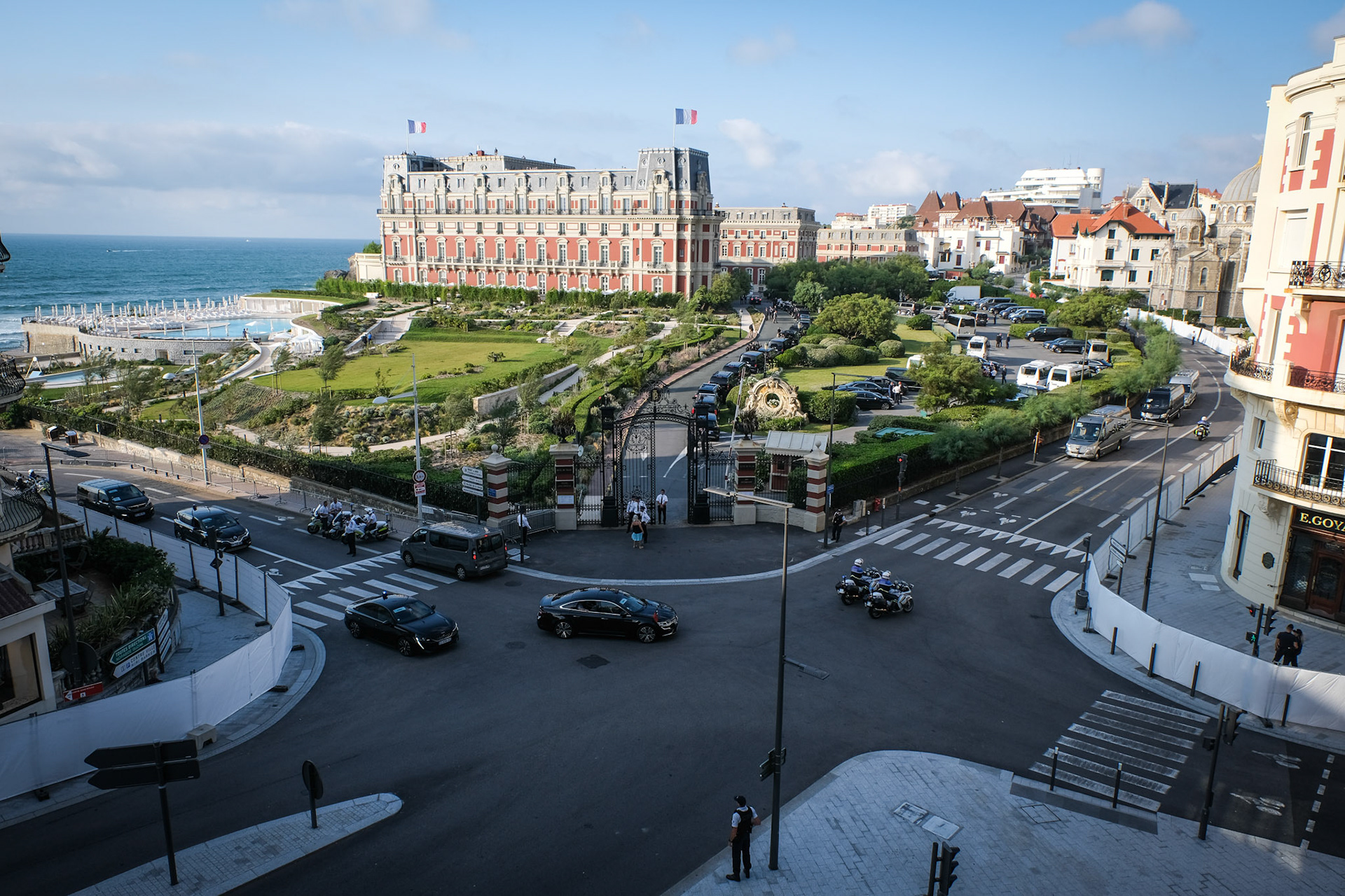 France, Biarritz, 2019-08-25. Raid special police forces in Biarritz for G7 international summit. Photograph by Fred MARIE/ Collectif DR. France, Biarritz, 2019-08-25. Les forces de police du RAID protègent le sommet international du G7 dans le pays Basque. Photographie de Fred MARIE / Collectif DR.