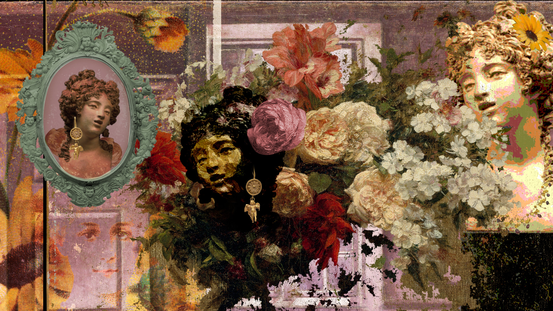 Representation of the women in my life digital collage with images from The Met's public domain collection created in Photoshop