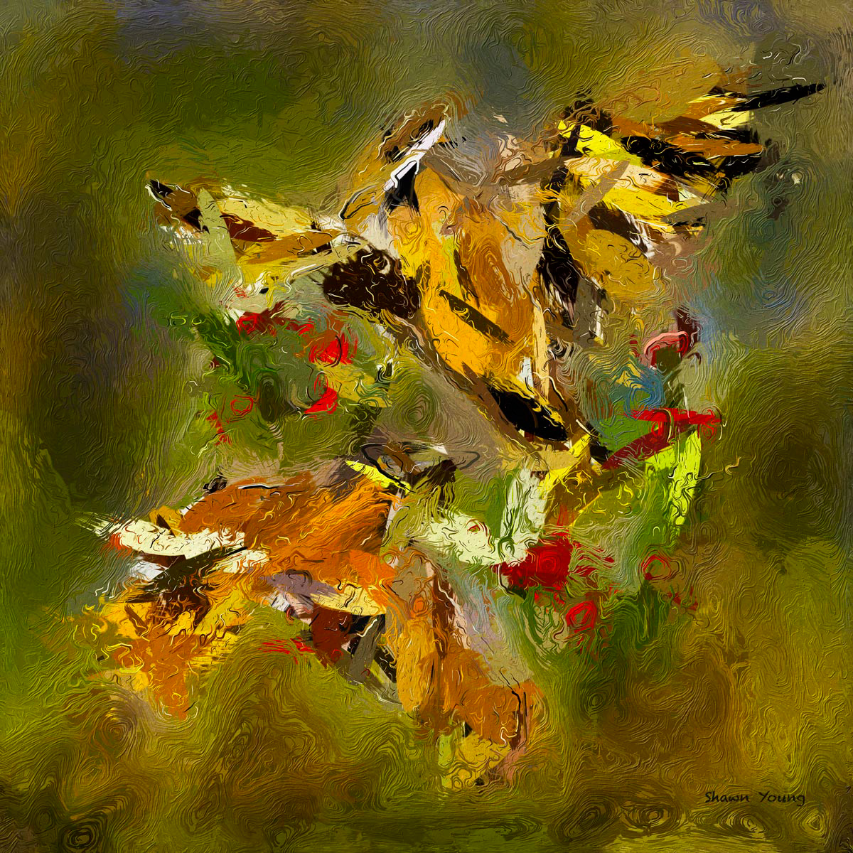 Return of the Waxwing 14x14 in.