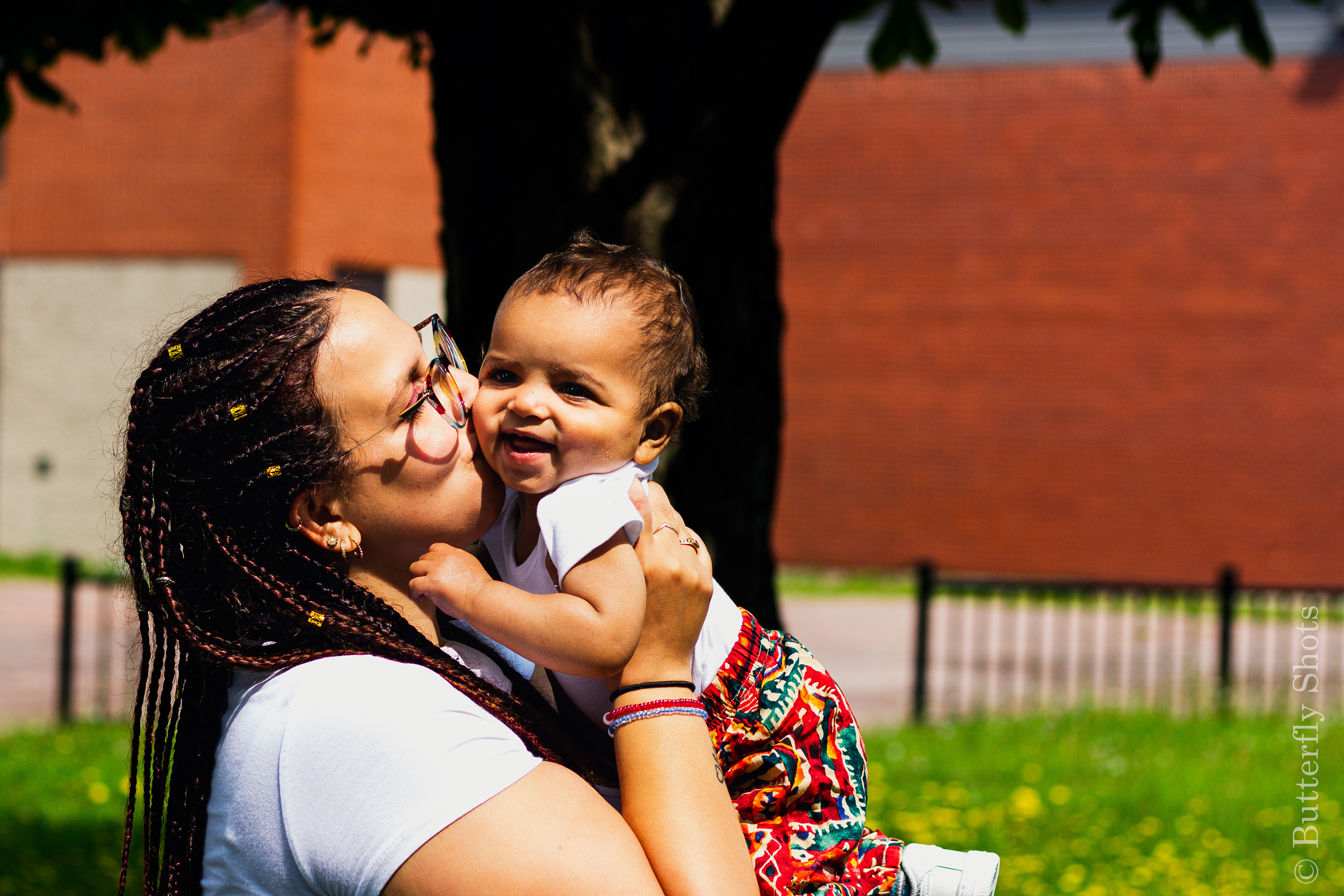 Outdoors family photography mother and son