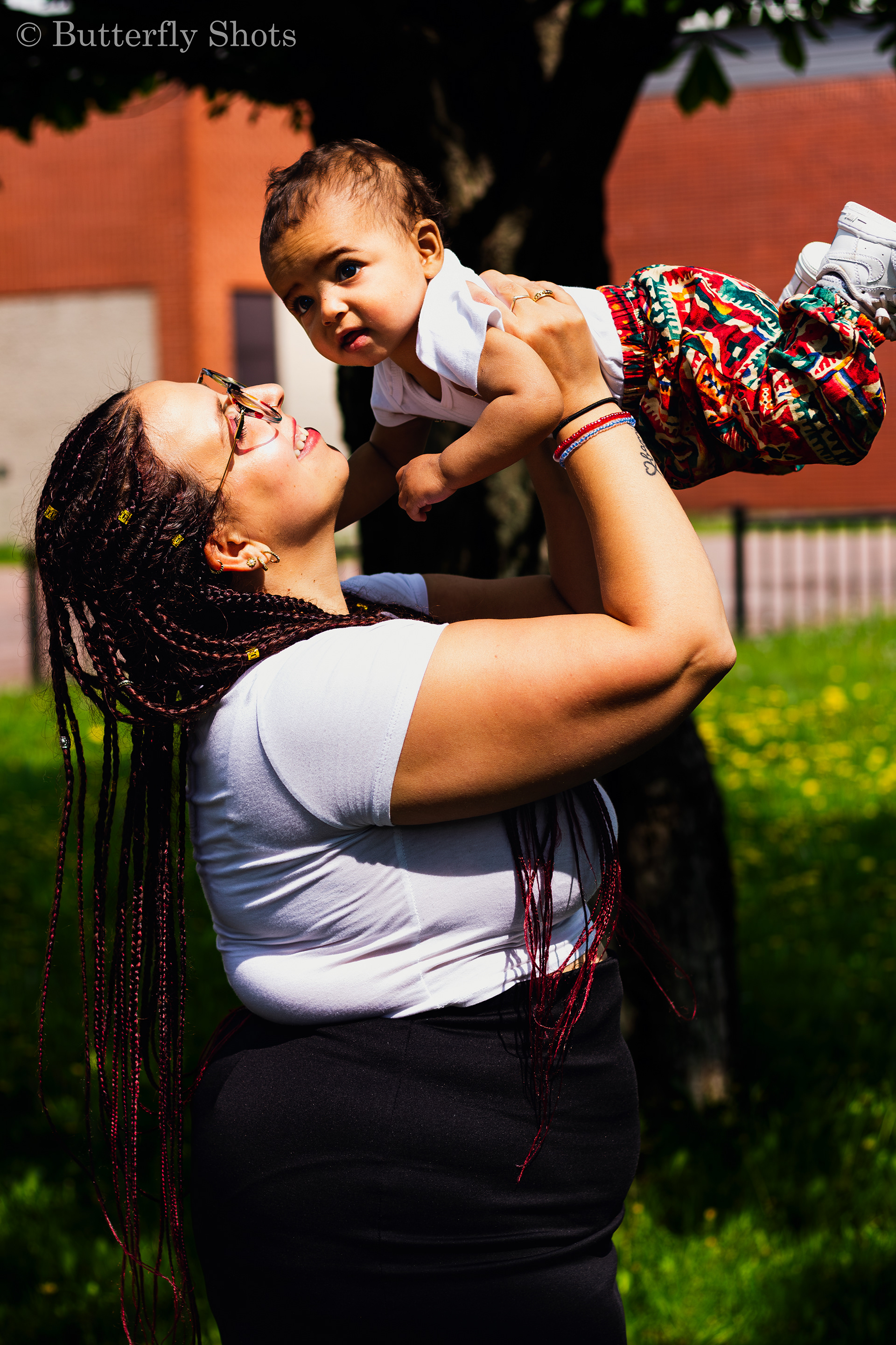 Outdoors family photography mother and son
