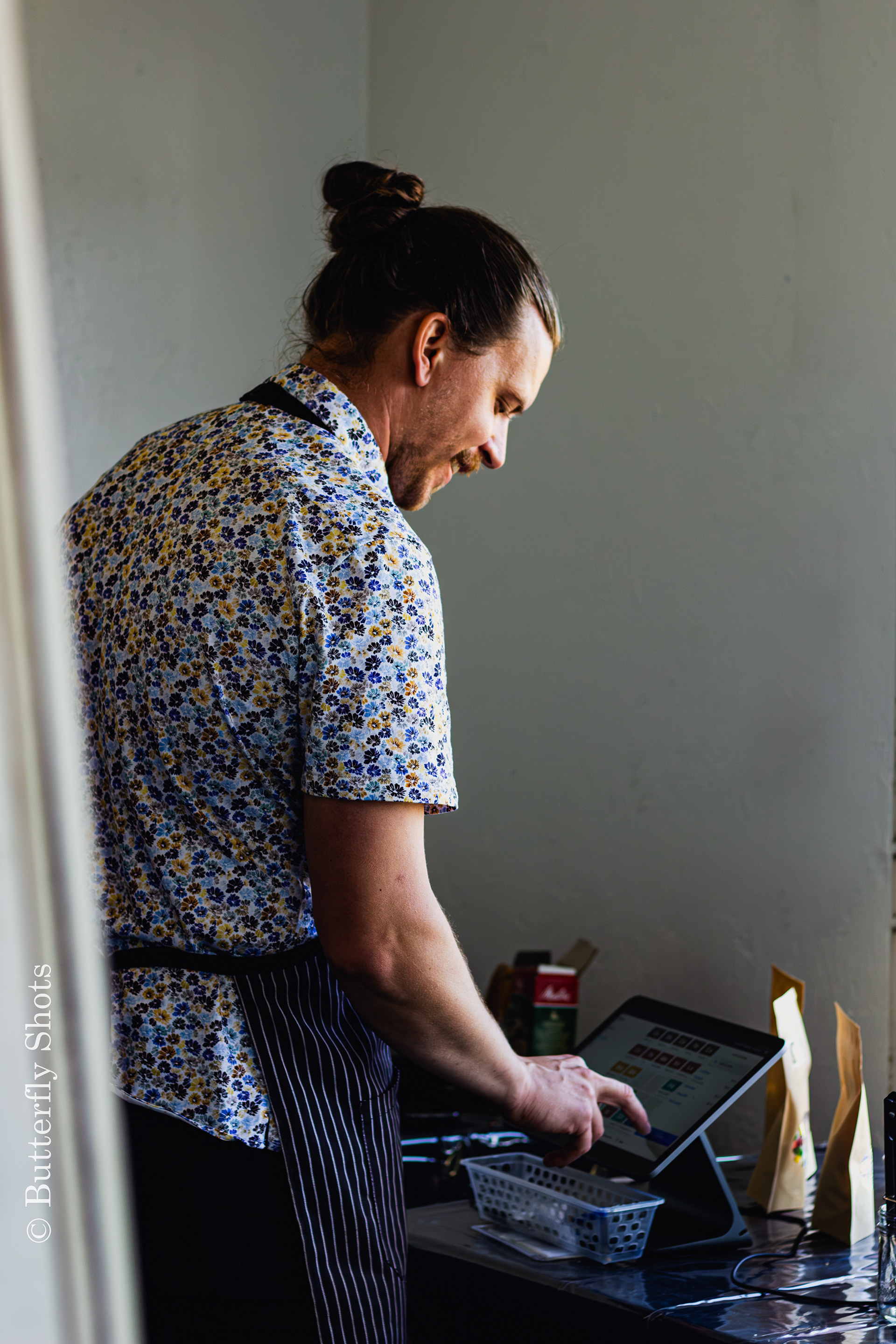 Branding photography of the owner in action