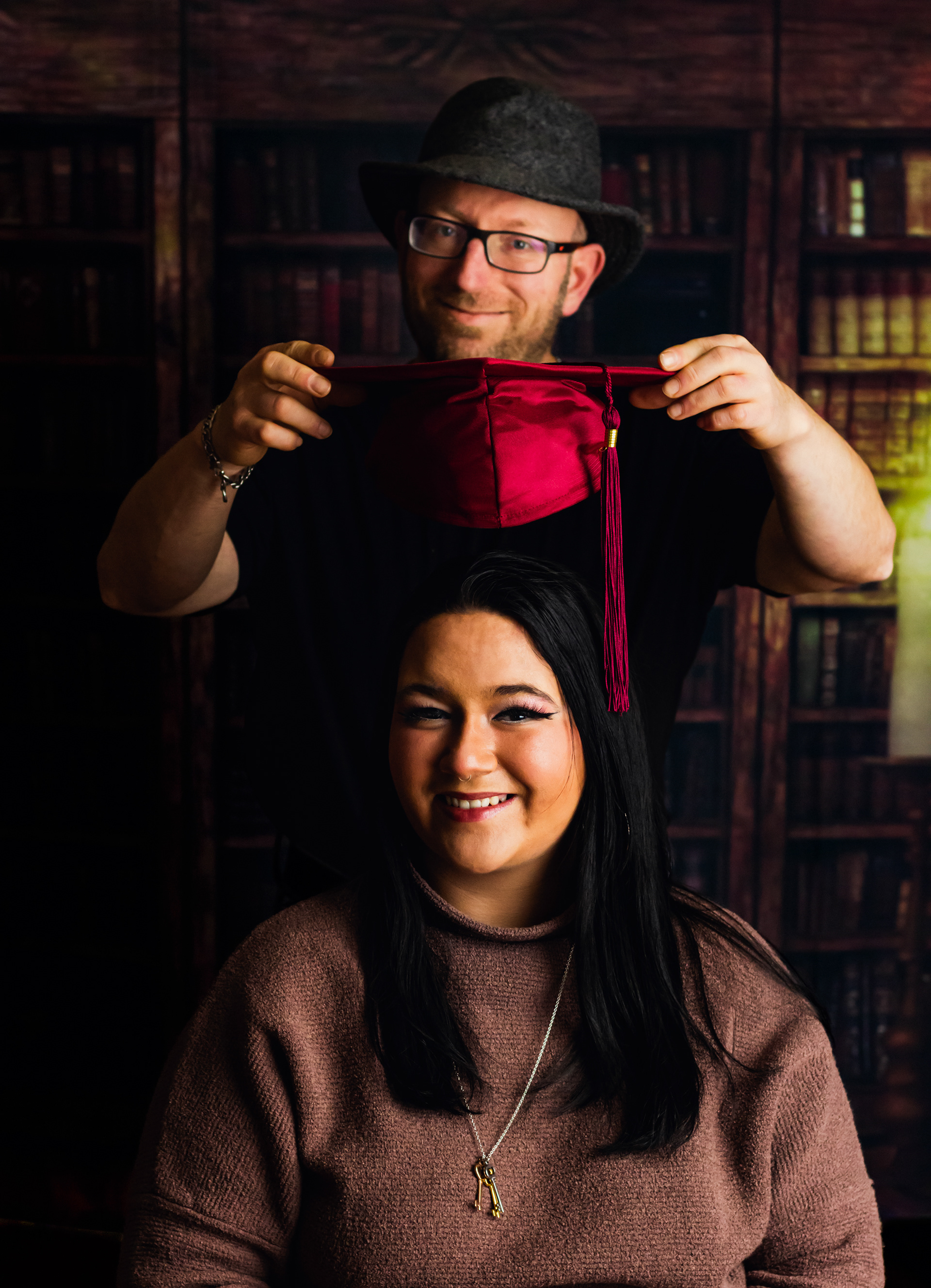 Family photography for high school graduation father and daughter
