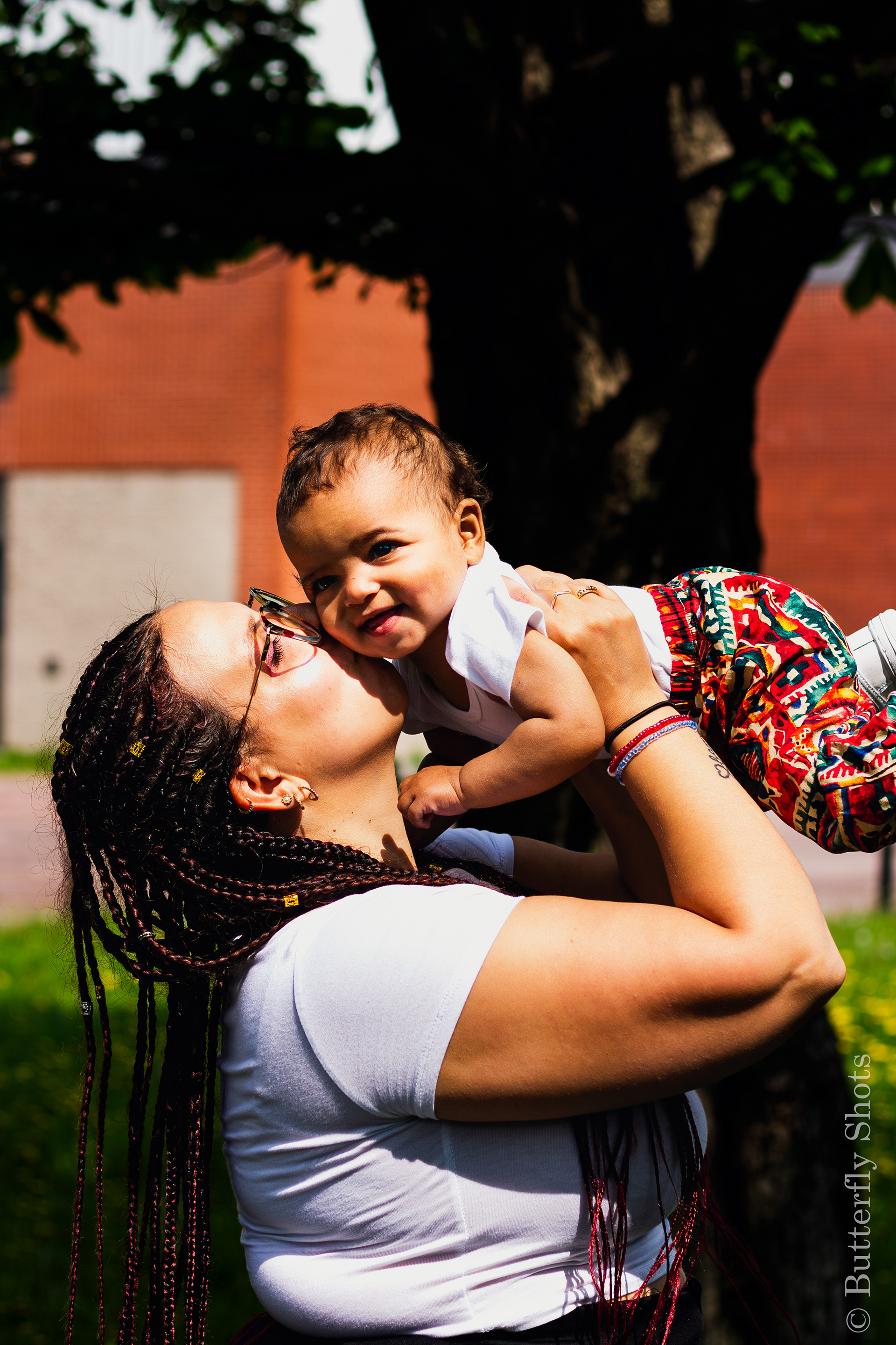 Outdoors family photography mother and son