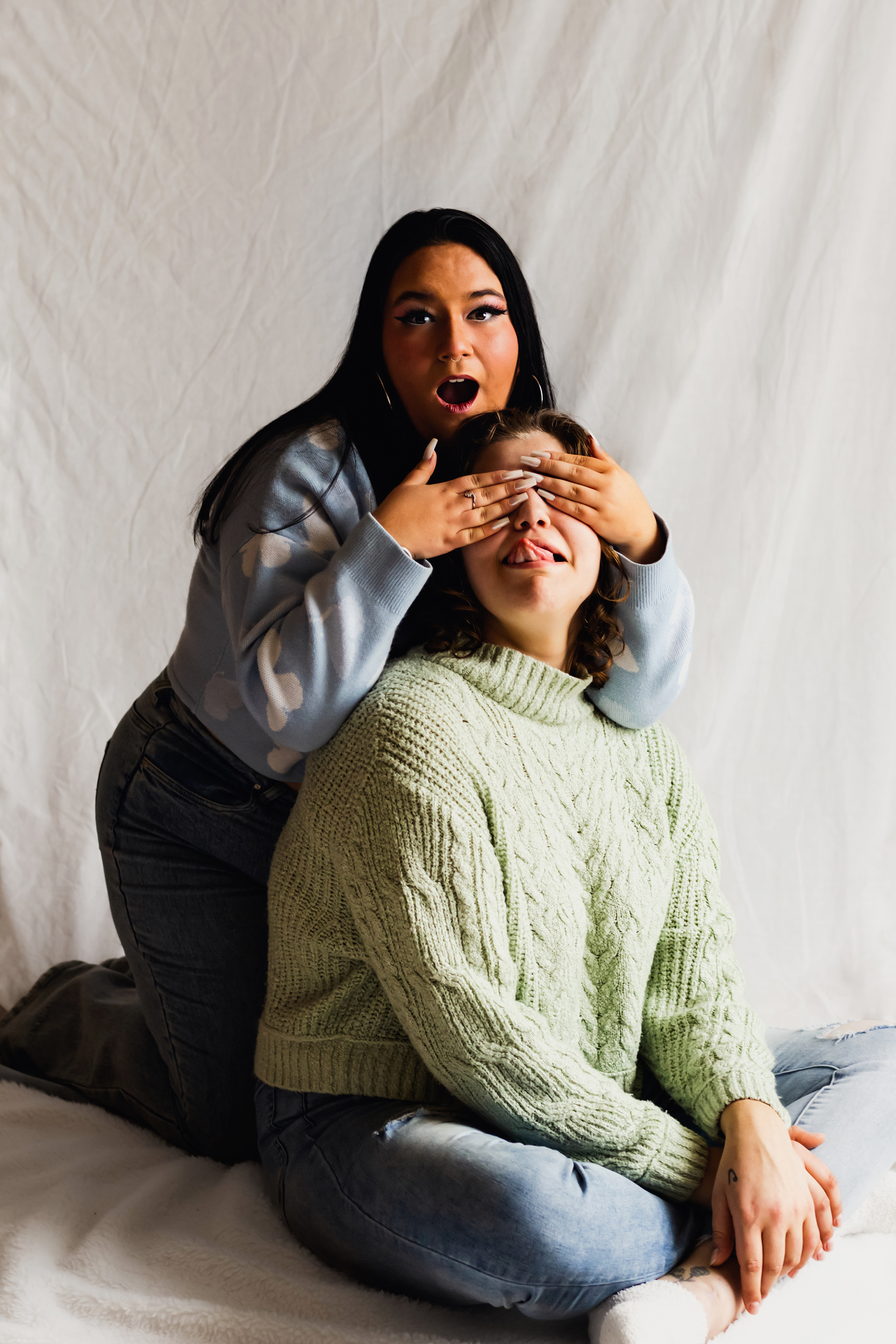 Fun portrait photography for two friends.
