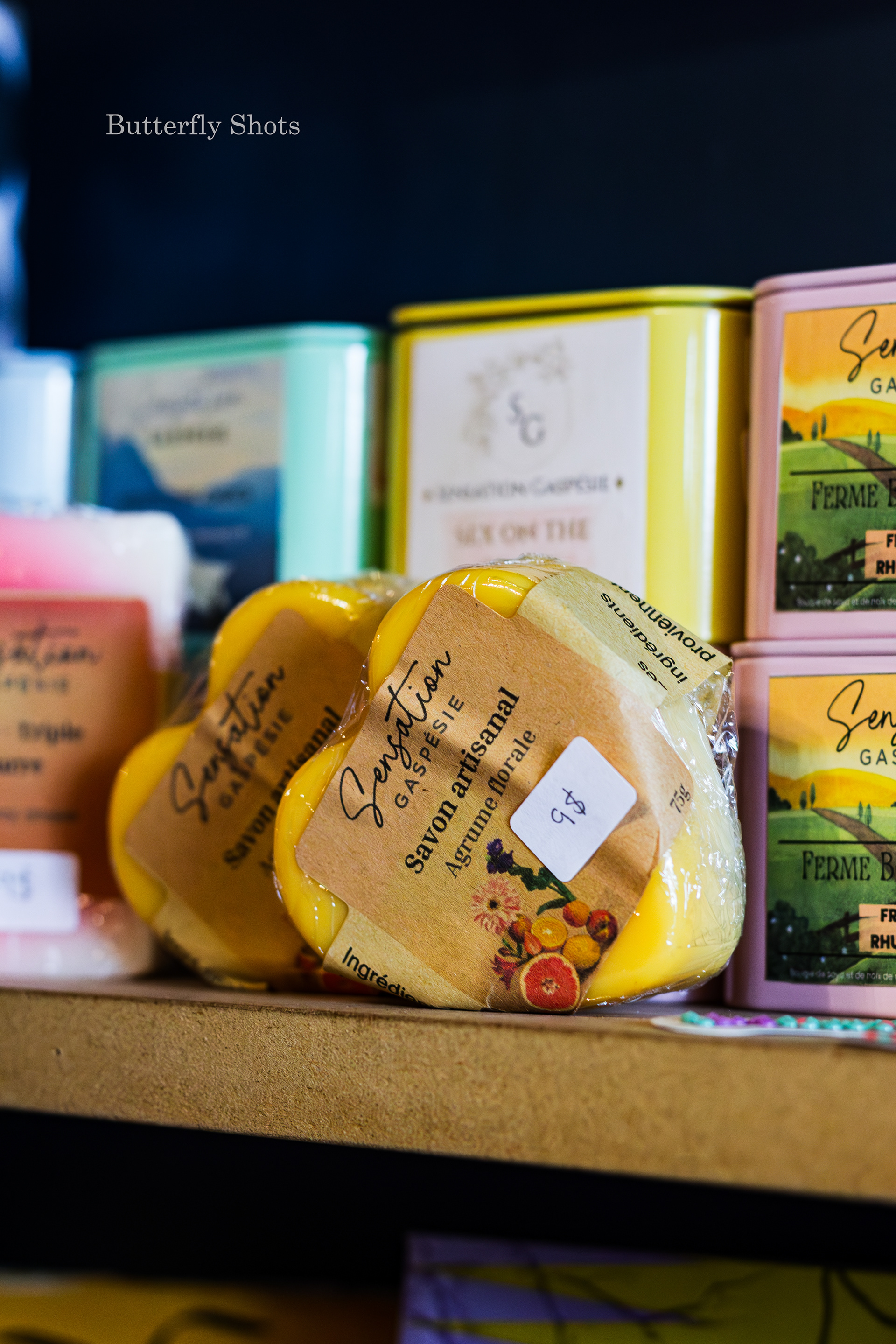 Product photography of local soap and candle maker at the bookstore
