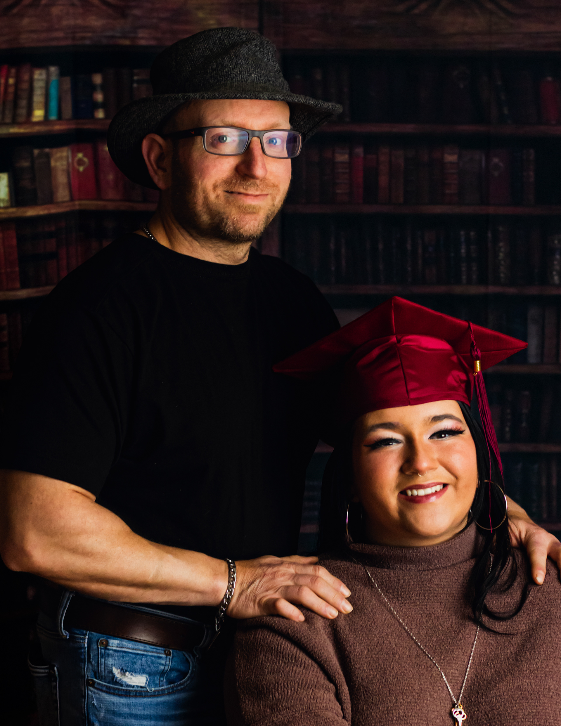 Family photography for high school graduation father and daughter