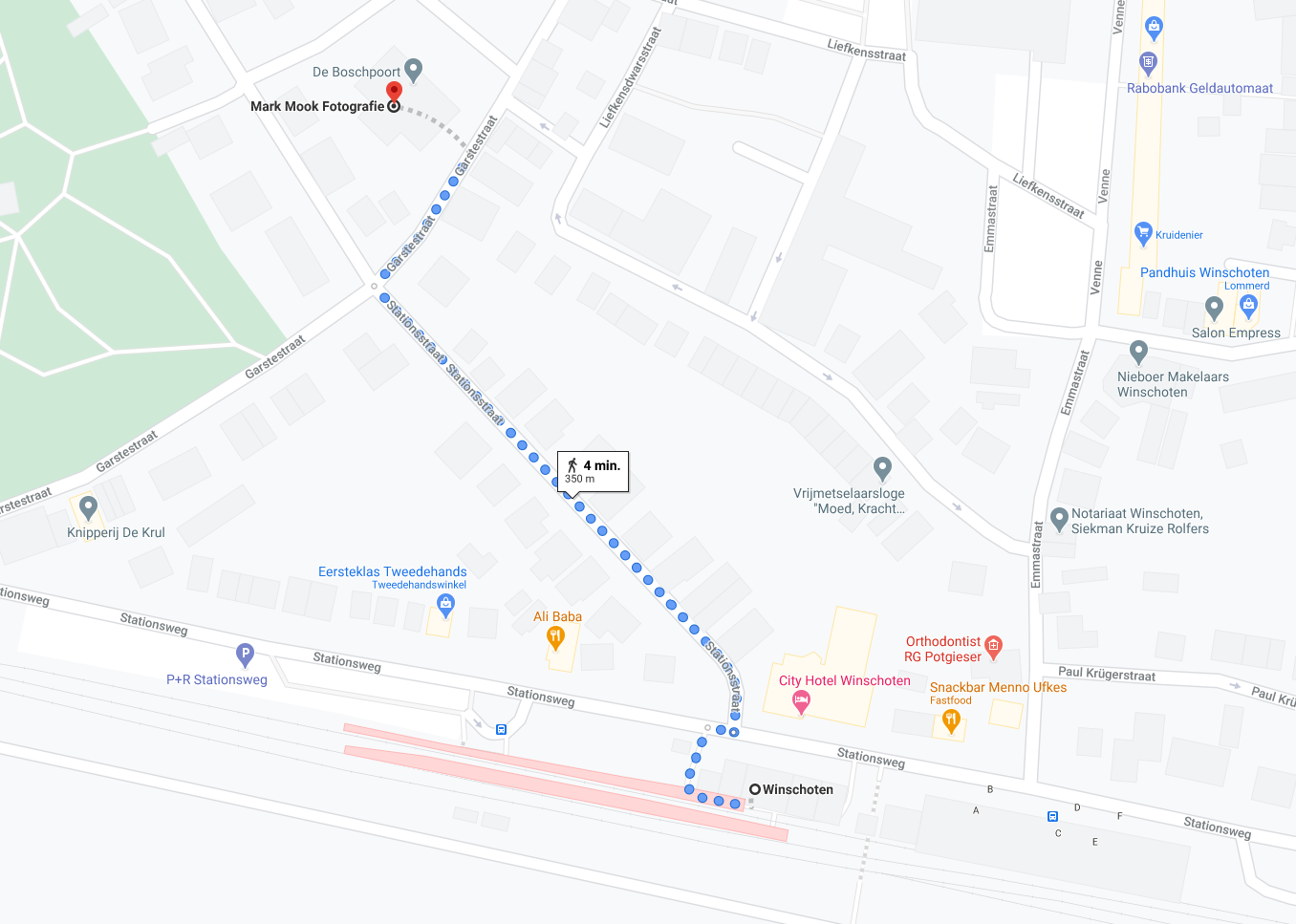 Wandelroute vanaf het treinstation