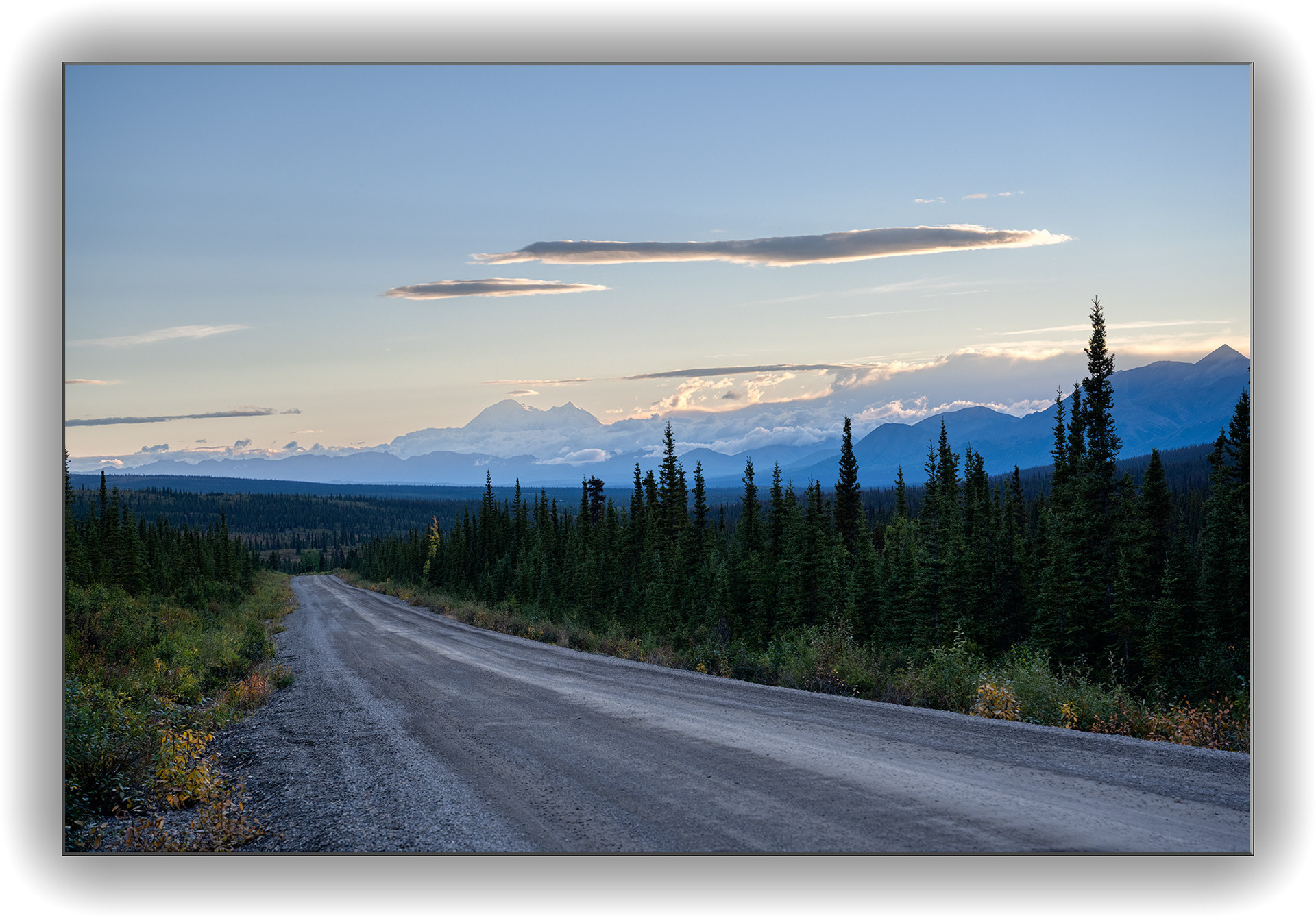 Seltene Sicht auf den Denali im Abendlicht