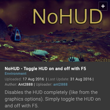 HUD toggle for No Man's Sky