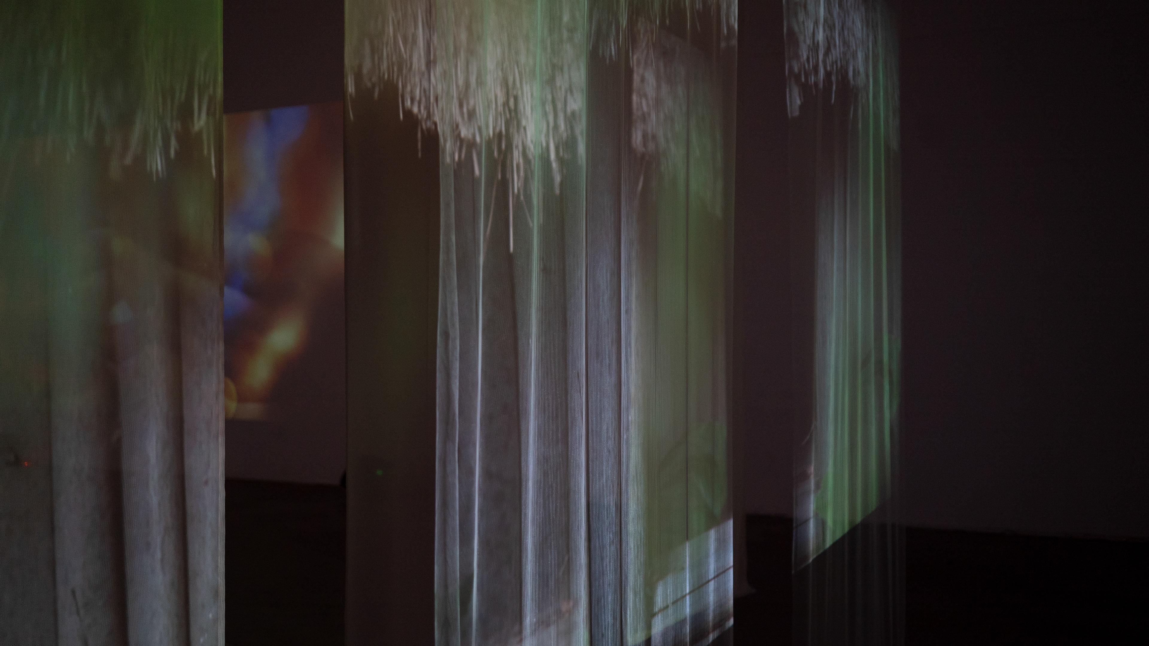"Sacred Grove," Fabric and video installation, Icebox Project Space, Philadelphia