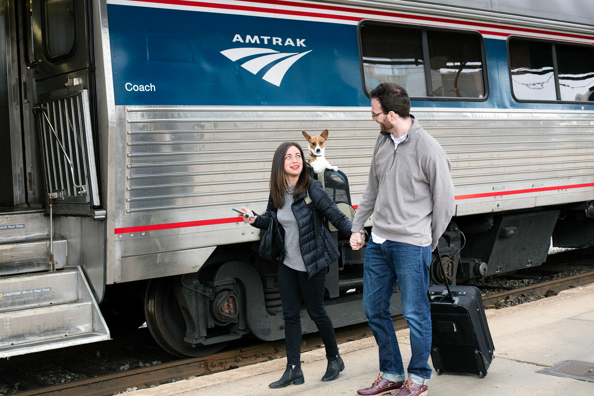 dogs, pets, WAS, Amfeelt Coach, small dog, 2016, Pets on Trains, Hanah, Hanah Berkman, Jack RusselYou can take your small dog or cat along with you on select trains. Now that Rover can come over, we hope to see you and your pet onboard. Pease refer to the guidelines below. Other restrictions may apply. Note that these guidelines do not pertain to passengers traveling with service animals...Types of Pets Allowed..Cats and dogs are the only types of pets accepted on Amtrak, and only one pet and one carrier per passenger will be allowed...Which Trains Accept Pets..Pets are currently only accepted on a limited number of trains. Trains not listed here do not accept pets...Carl Sandburg and Illinois Zephyr Trains 380, 381, 382 and 383 and Illini and Saluki Service Trains 390, 391, 392 and 393.Passengers must begin the first leg of their trip at the Chicago, Naperville, Galesburg, Homewood, Champaign-Urbana or Carbondale stations during the hours that the ticket offices are open..Note: Due to the ticket office hours, the only train accepting pet reservations at Naperville is Train 383, and at Homewood the only trains accepting pet reservations are Trains 393 and 392..Passengers may only pick up pet tickets at the Chicago, Naperville, Galesburg, Homewood, Champaign-Urbana or Carbondale stations. Pet tickets cannot be picked up at any other stations..Each Carl Sandburg, Illinois Zephyr, Saluki and Illini service train will have one railcar designated for passengers with their pets..From October 12, 2015 to February 15, 2016, pets will also be allowed onboard the following trains:.Northeast Regional service trains between Boston - New York - Washington - Lynchburg - Newport News - Norfolk.Downeaster service trains between Brunswick, Portland and Boston - North Station.Trains 79, 80 and 90 between New York and Washington.Note: Pets will not be accepted on the New Haven to Springfield shuttles, Northeast Regional service trains between New Haven and Springfield and the Vermont