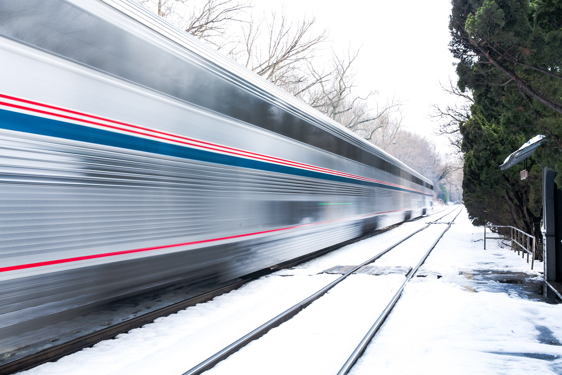 The assignment was shooting a slow shutter shot of Amtrak passenger service speeding through a station either at day or night at least 100 dpi at full size.