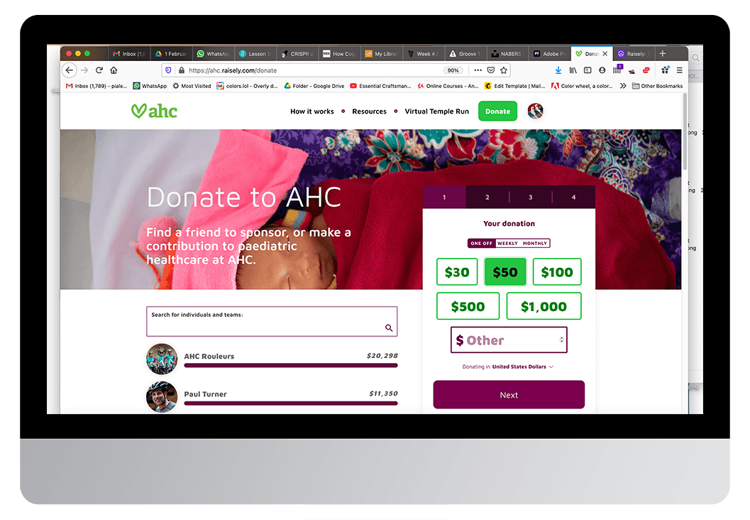 AHC: Raisely fundraising platform, 2020