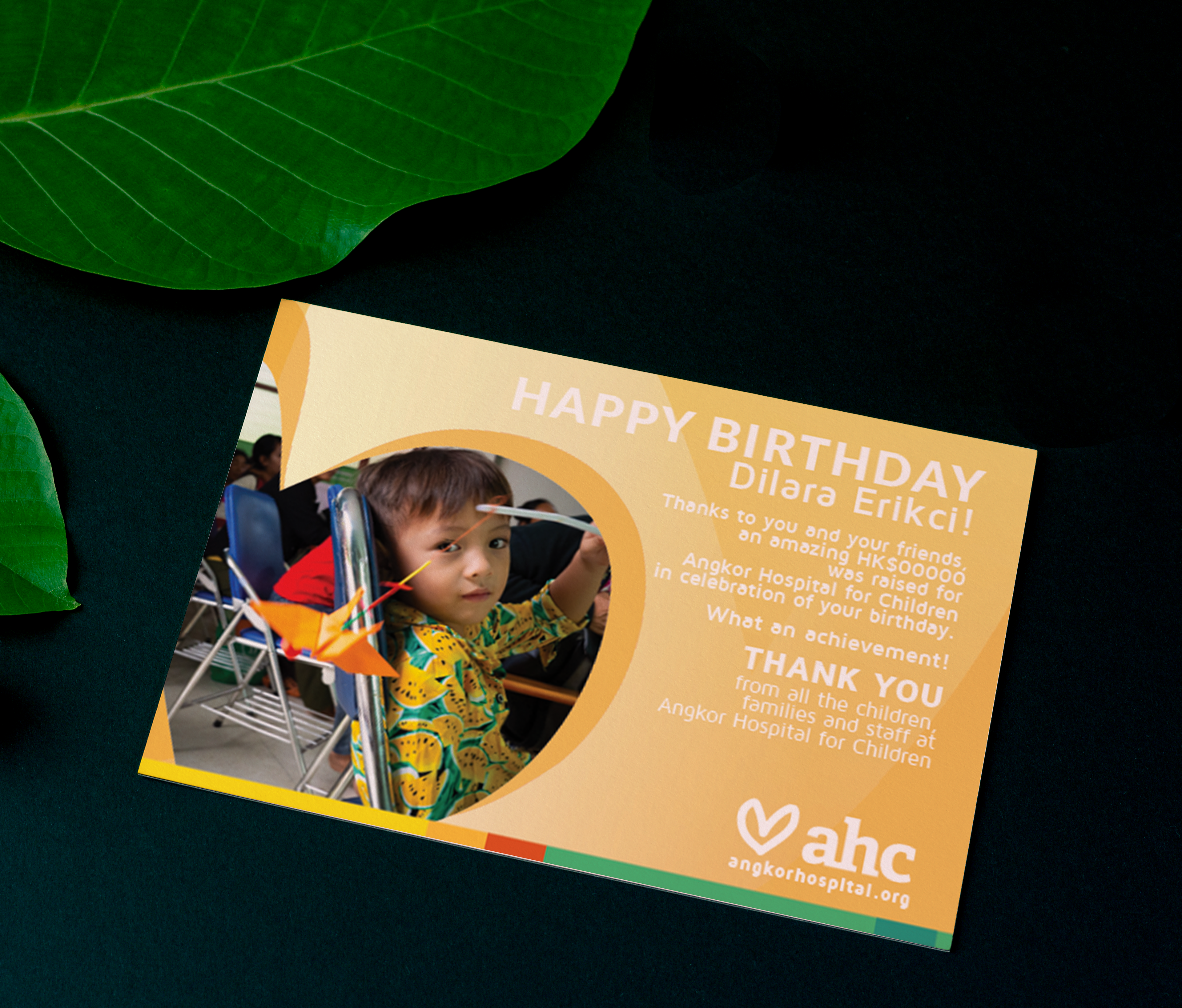 AHC: 2 Birthdays Thank You mailer (postcard + digital), 2019