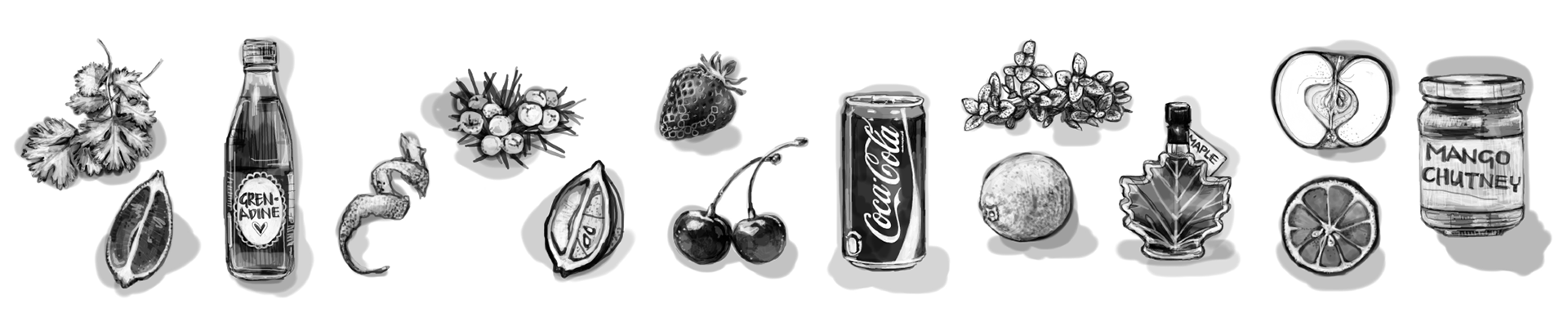 Botanical Cocktail Elements (vector illustrations), 2019