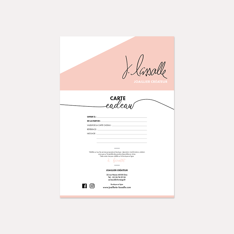 Carte cadeau numérique pour la boutique en ligne.