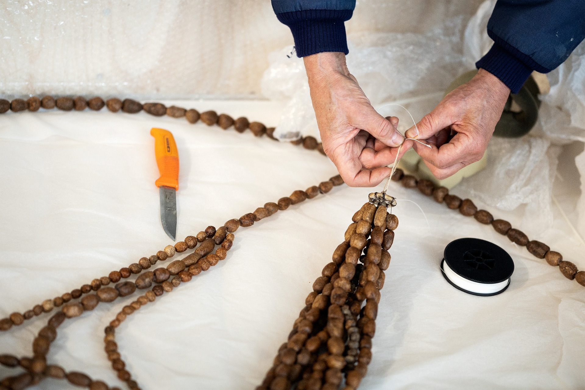 Anni Rapinojan Luonnonvalojen ripustus.