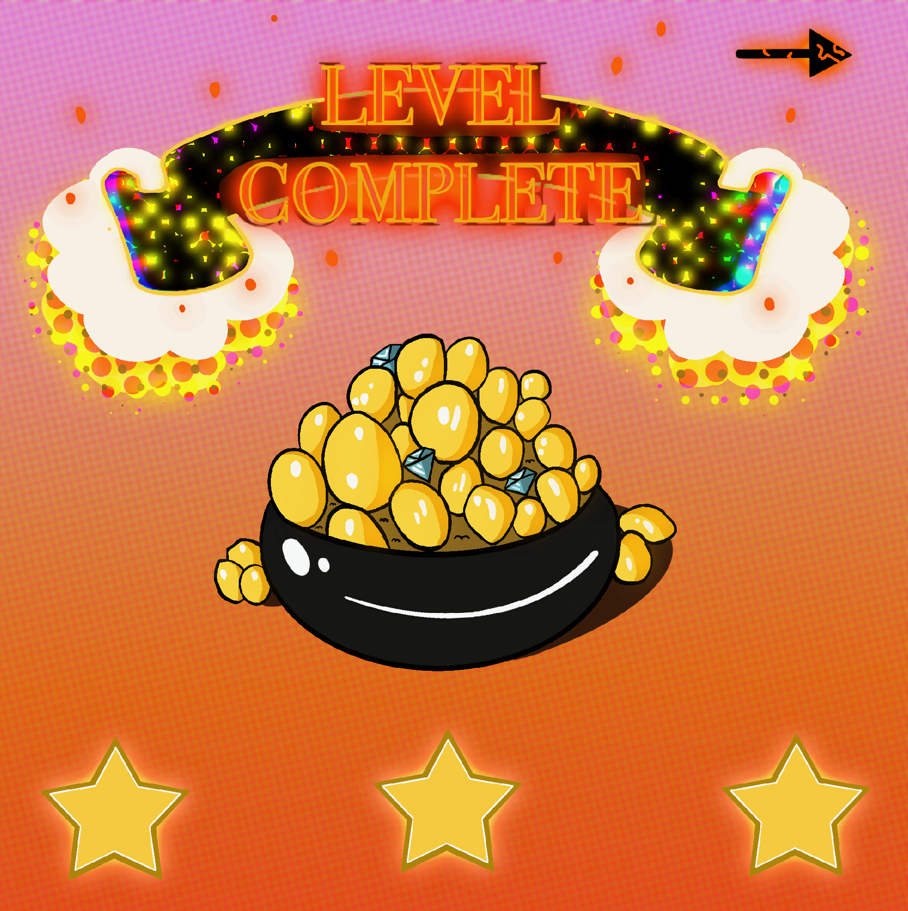 Production Art GUI Noble Paradise Level Complete Screen